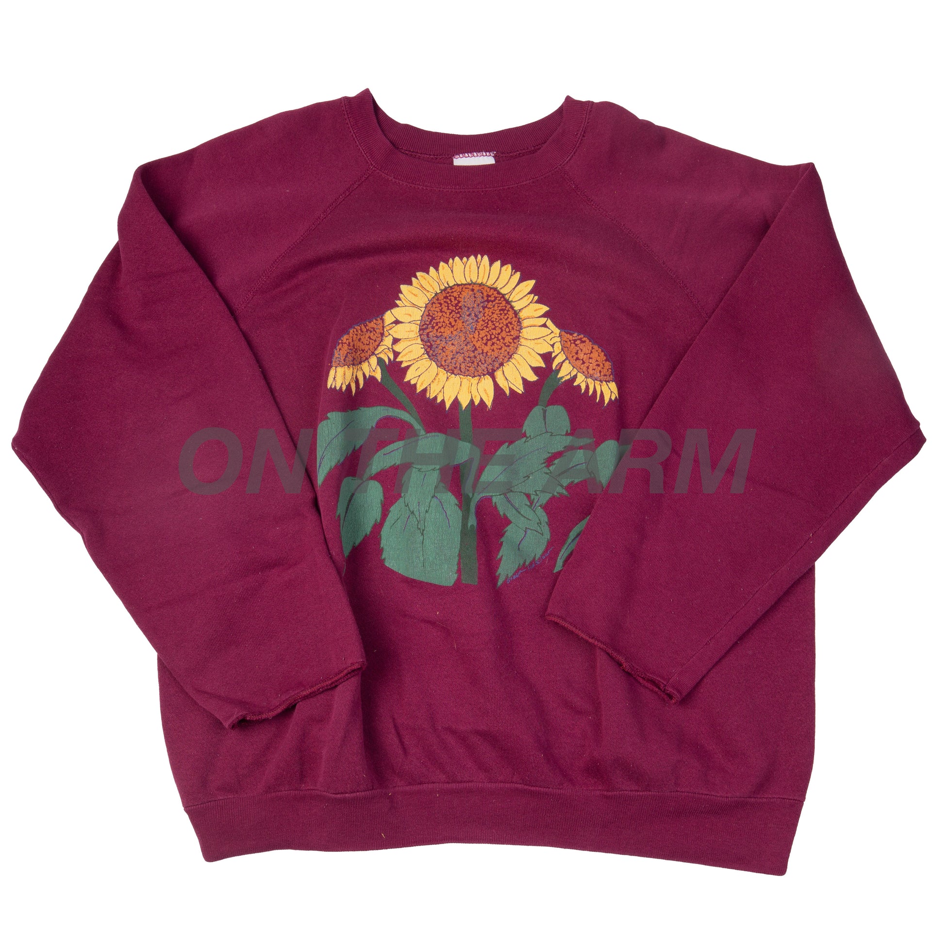 Vintage Burgundy Sunflower Crew