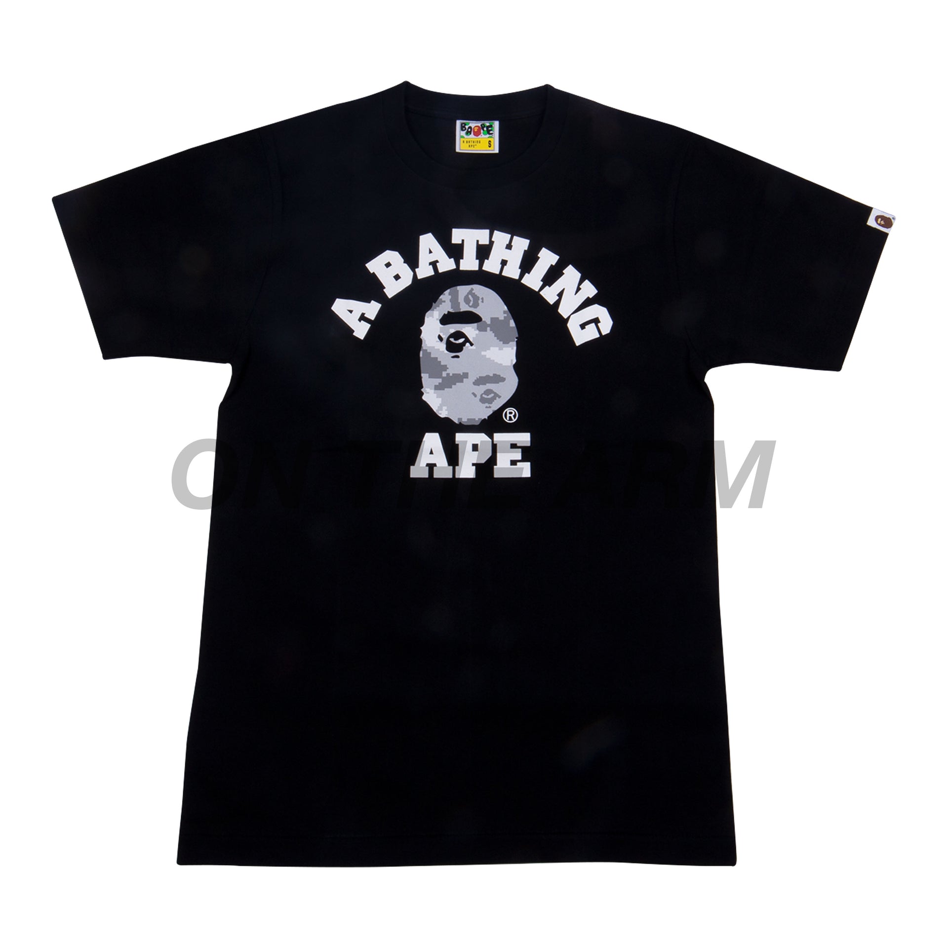 Bape Black/Grey Digital Camo College Logo Tee
