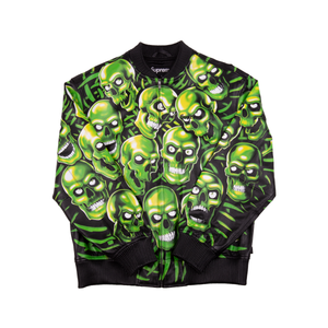 Supreme Green Skull Pile Leather Bomber Jacket – On The Arm