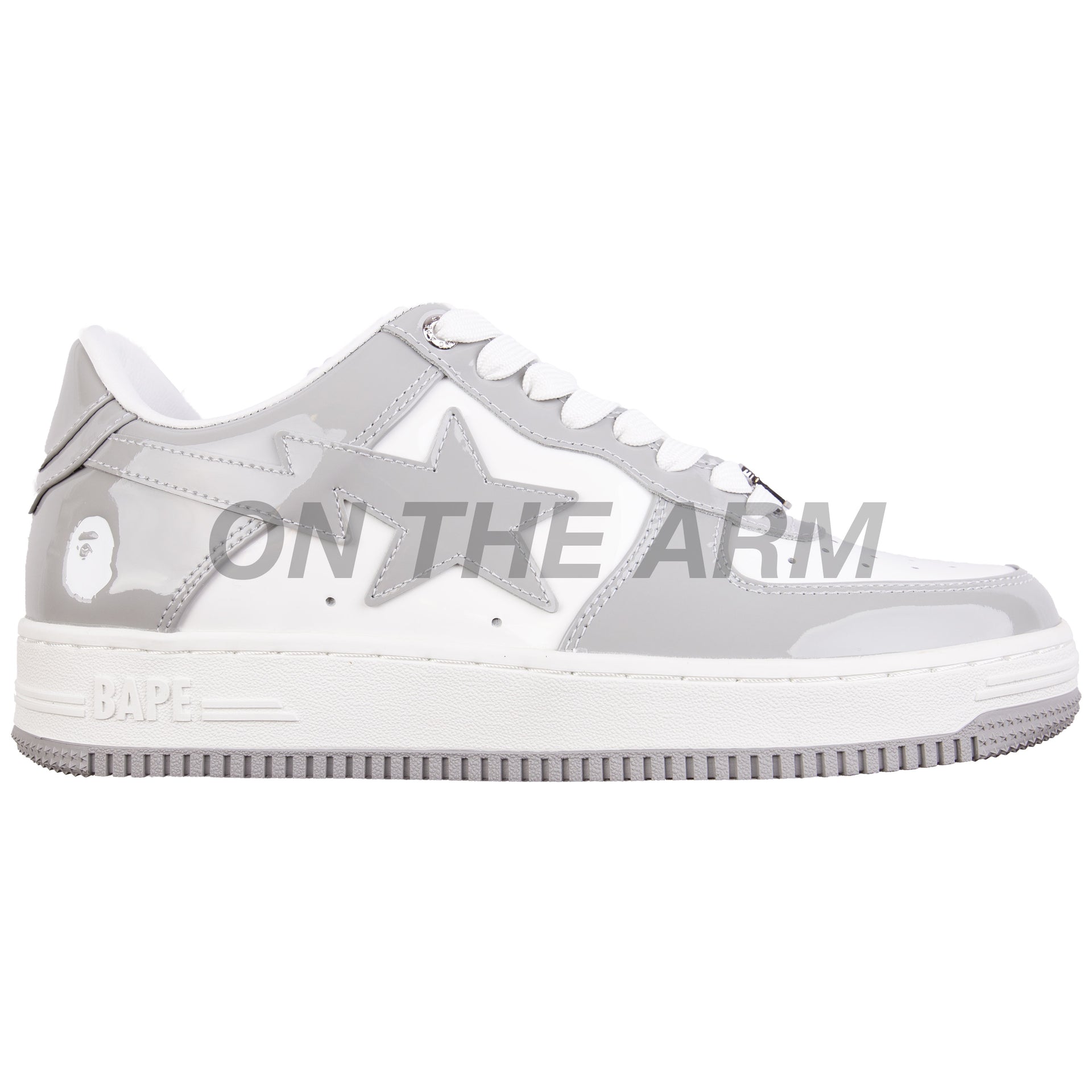 Bape Grey Patent Leather Bapesta