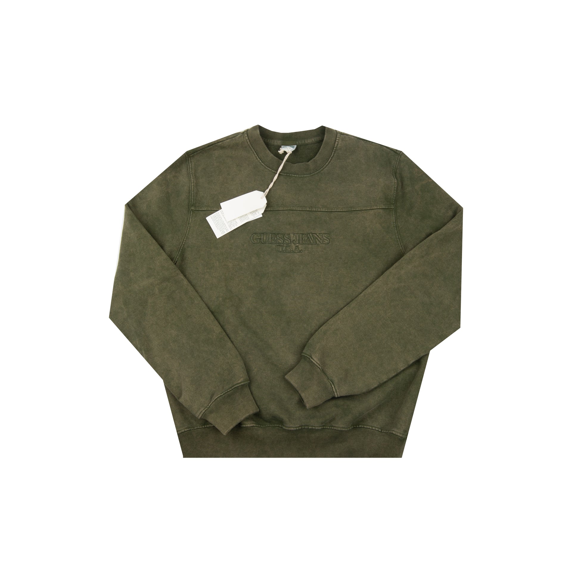 Guess Jeans Green Overdyed Crew