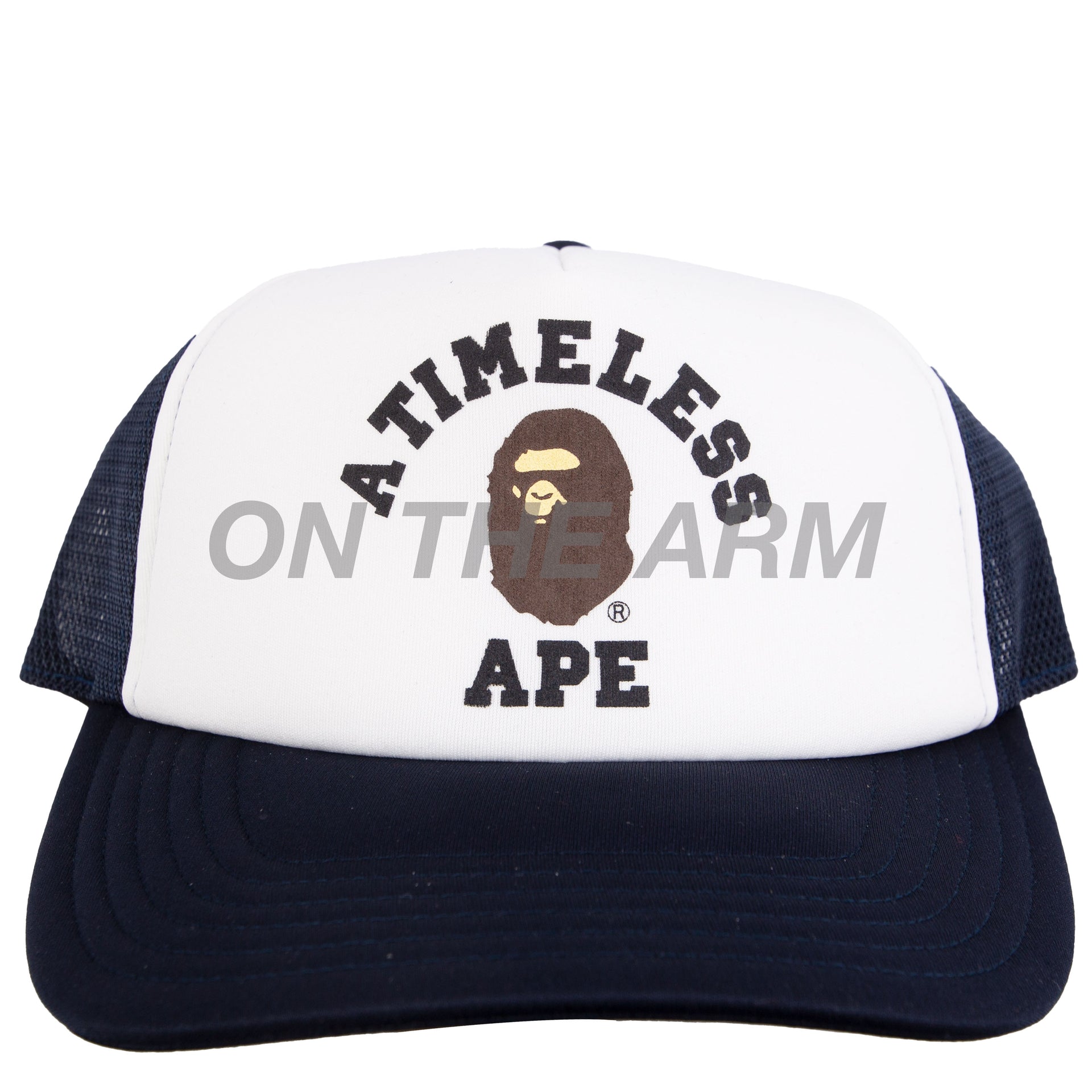 Bape White/Navy jjjjound Trucker Hat
