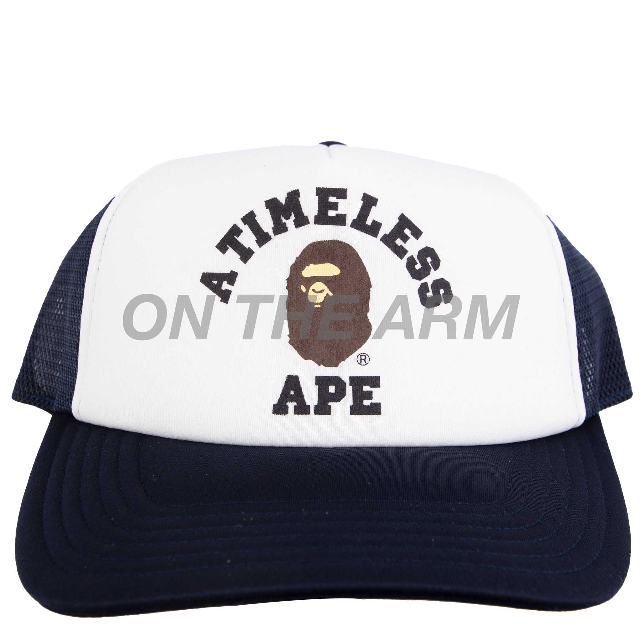 Bape White/Navy jjjjound Trucker Hat – On The Arm