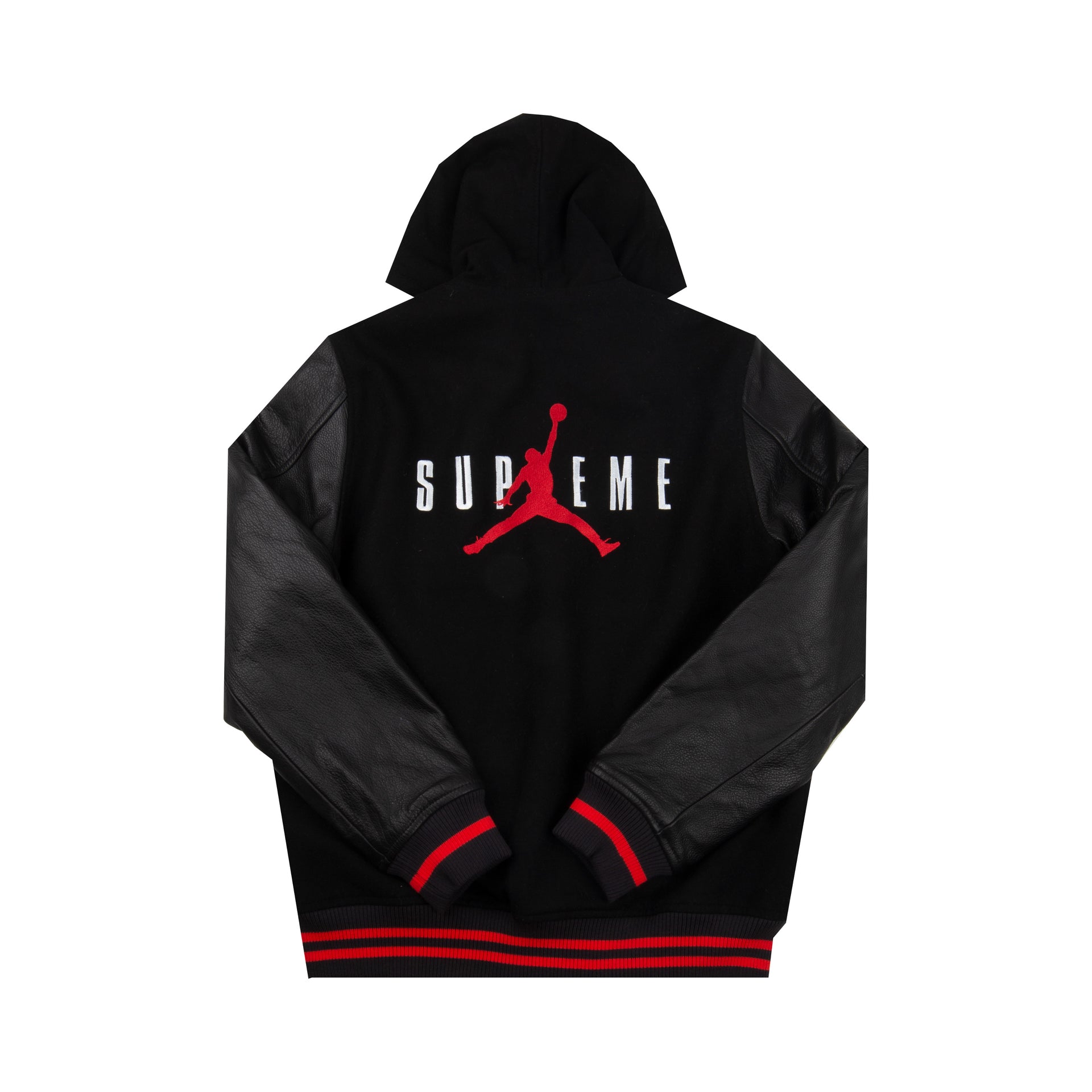 Supreme Black Jordan Leather Hooded Jacket