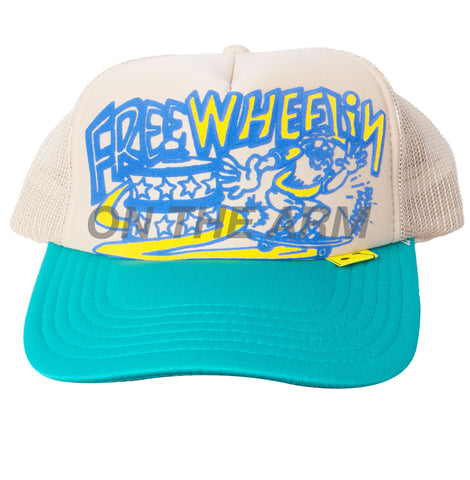 Kapital Beige/Turquoise Free Wheelin Trucker Hat