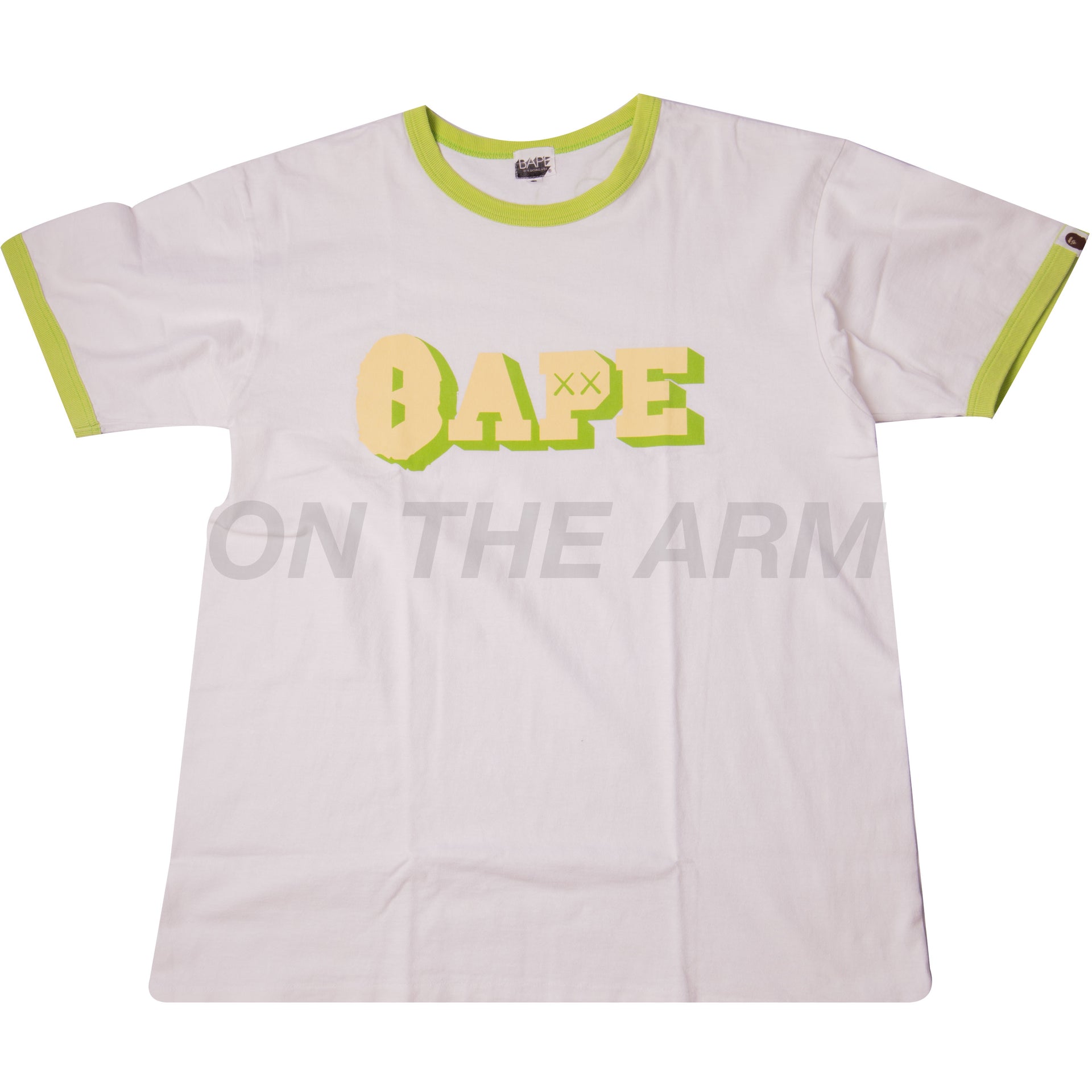 Bape White/Green Kaws OriginalFake RInger Tee USED
