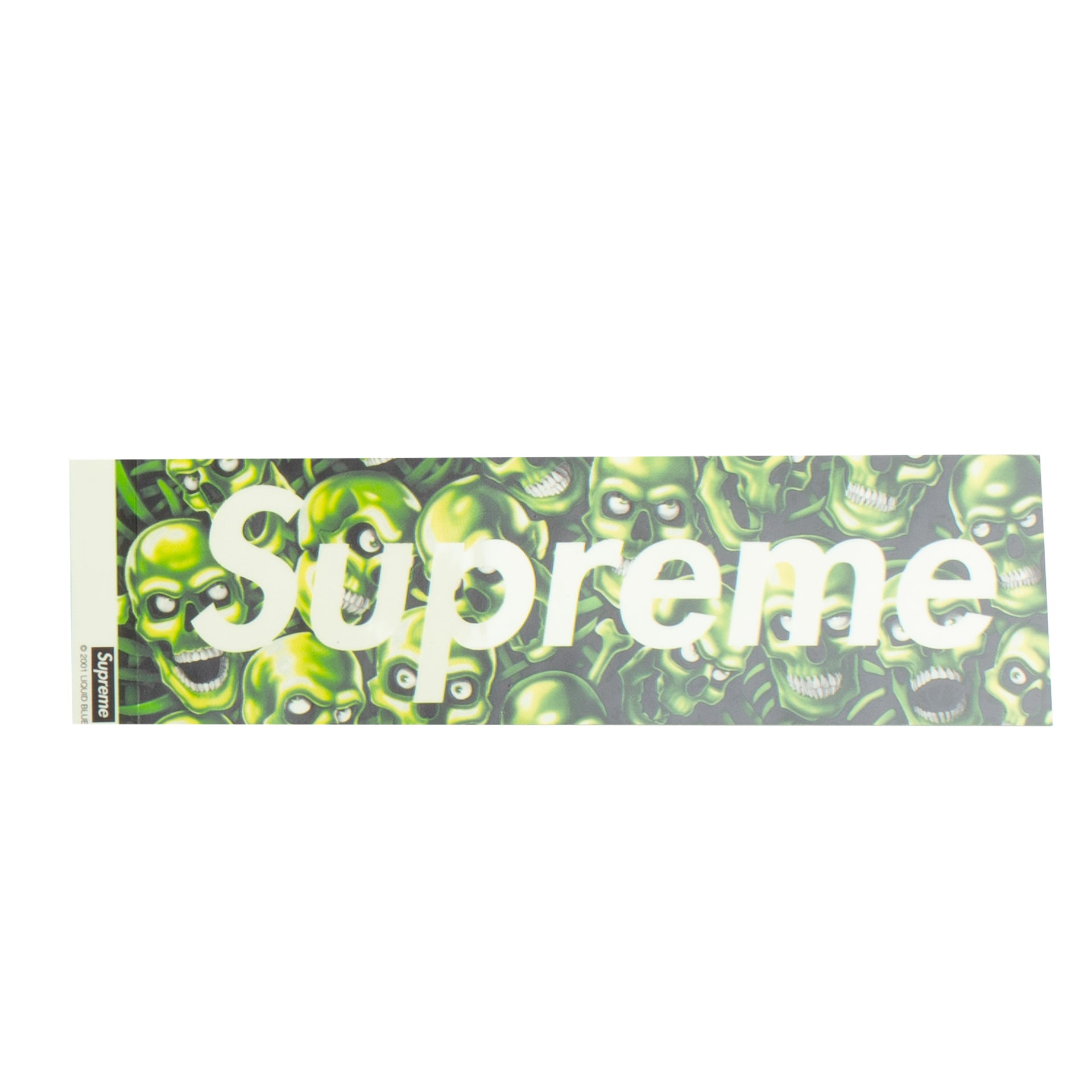 Supreme Liquid Blue Skull Pile Box Logo Sticker
