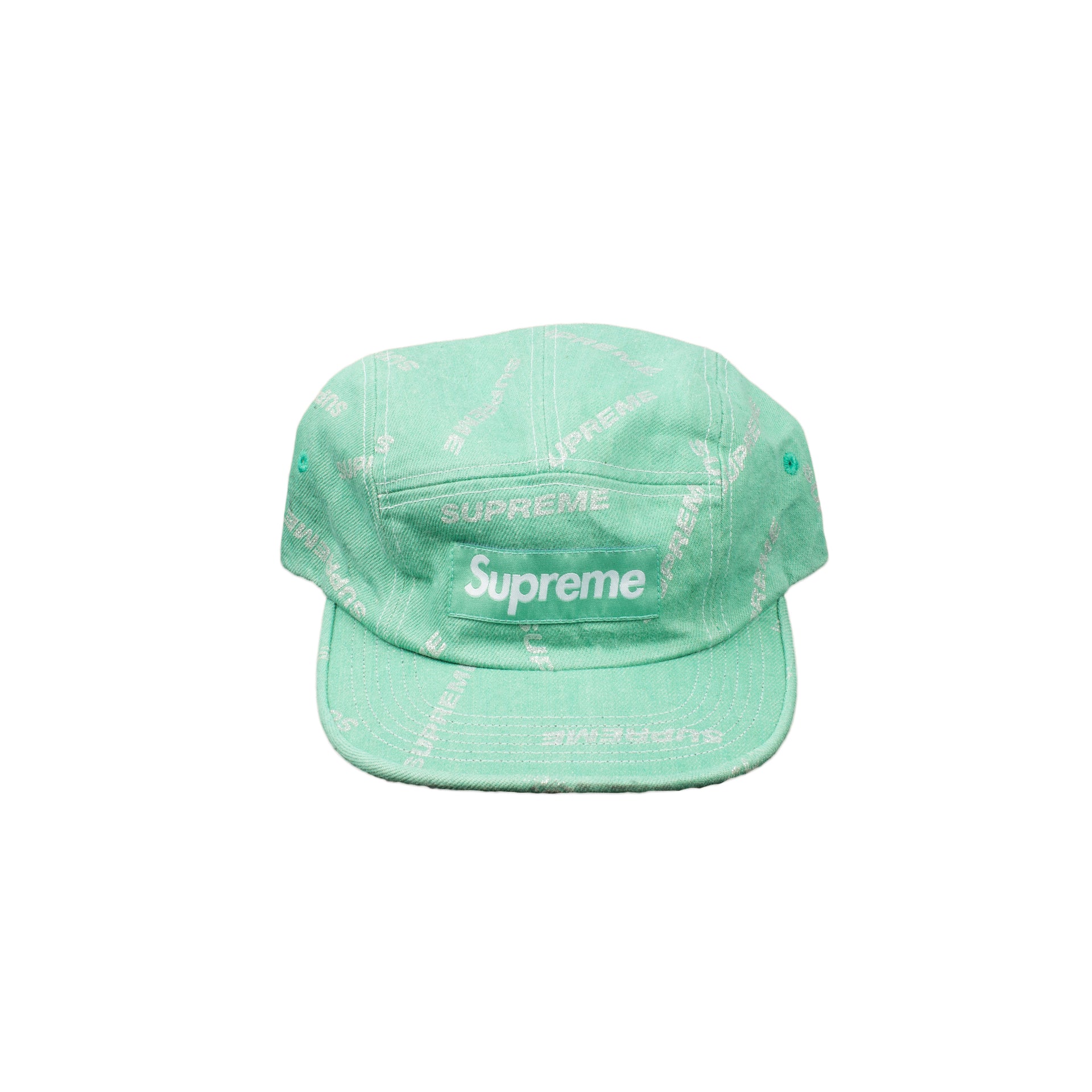 Supreme Mint Denim Logo Camp Cap
