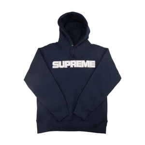 Supreme Navy Perforated Leather Hoodie