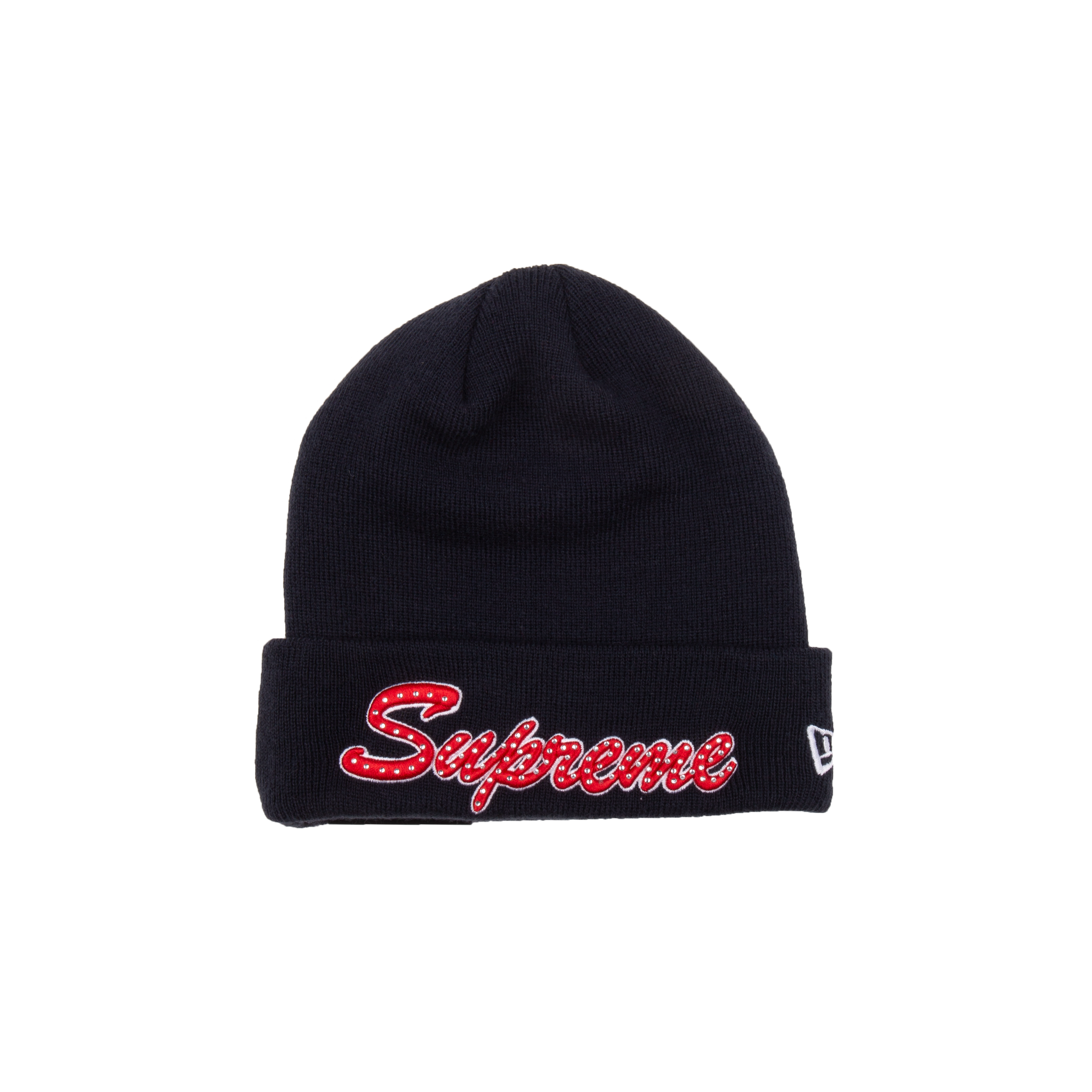 Supreme Navy New Era Script Beanie