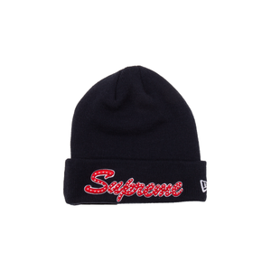 Supreme Navy New Era Script Beanie