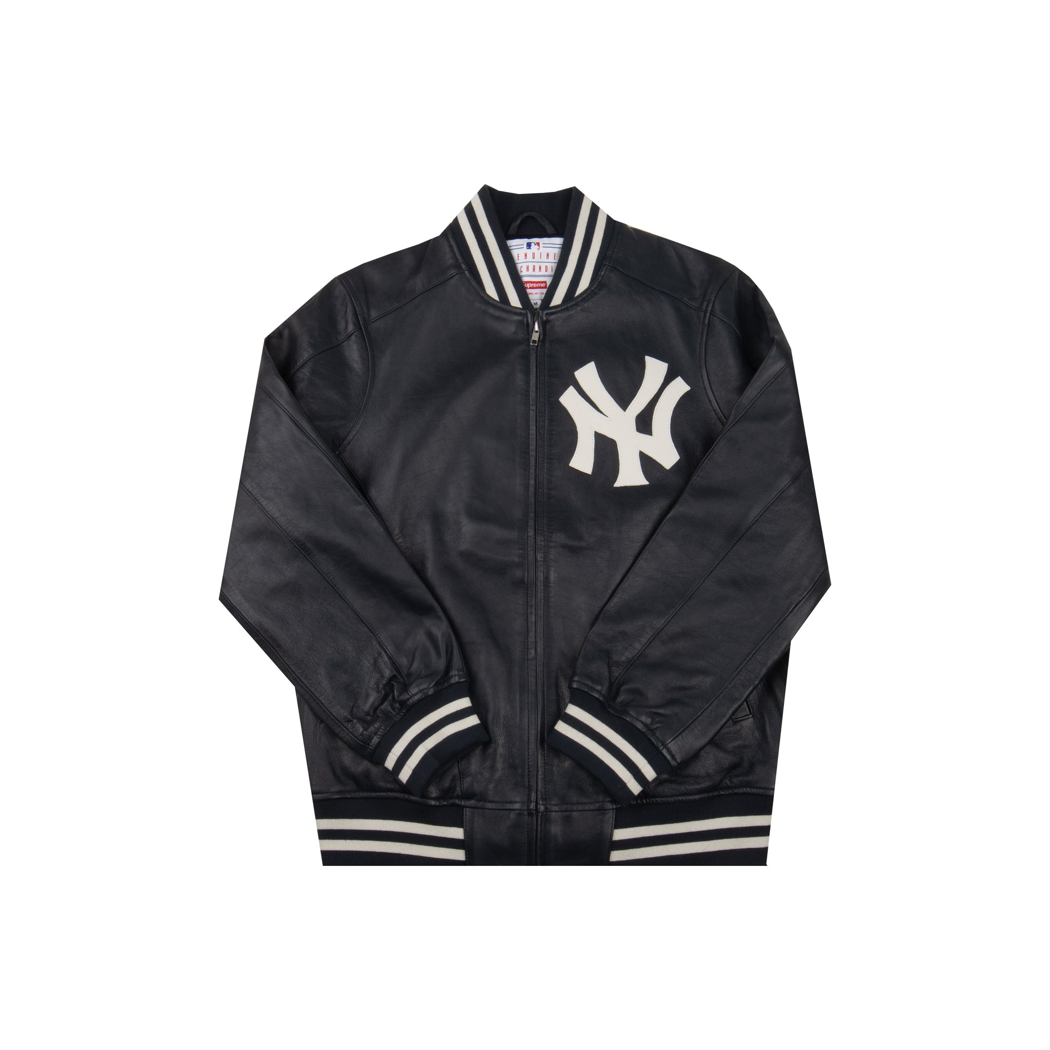 Supreme Navy Yankees Leather Jacket