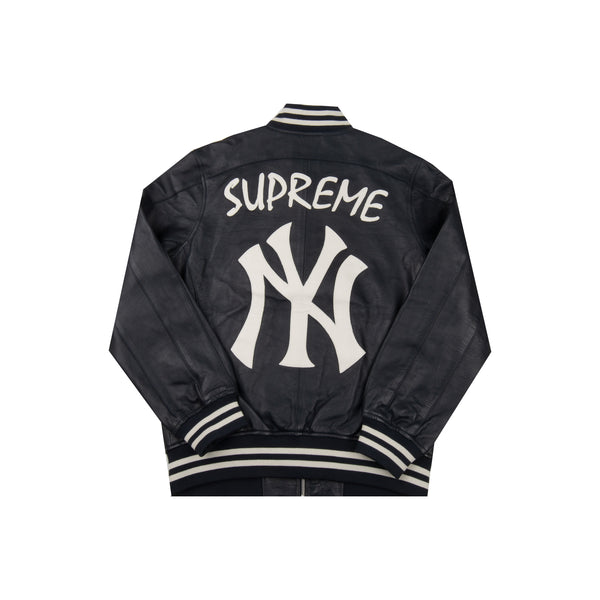 Supreme Navy Yankees Leather Jacket