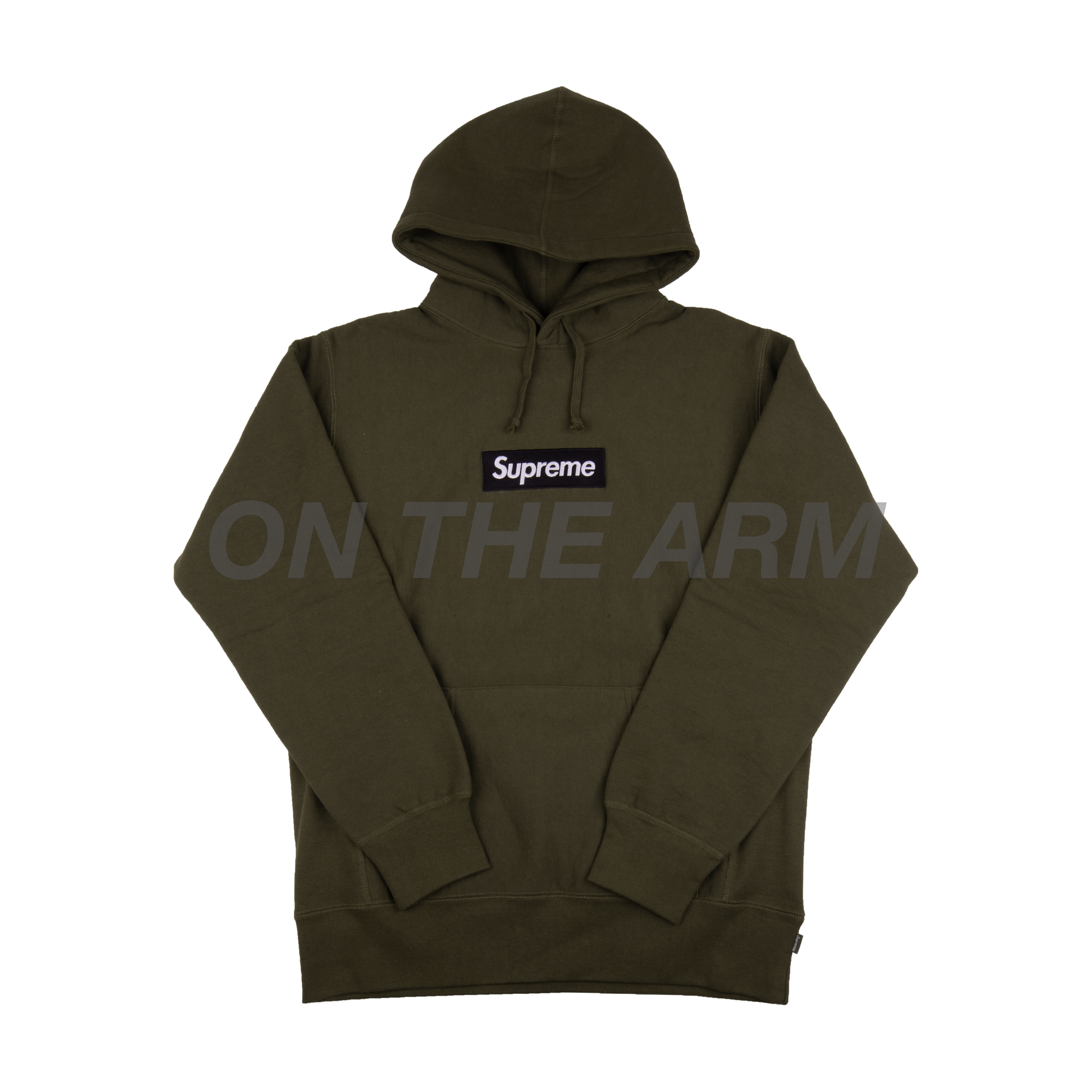 Supreme Black on Olive Box Logo Hoodie Sample On The Arm