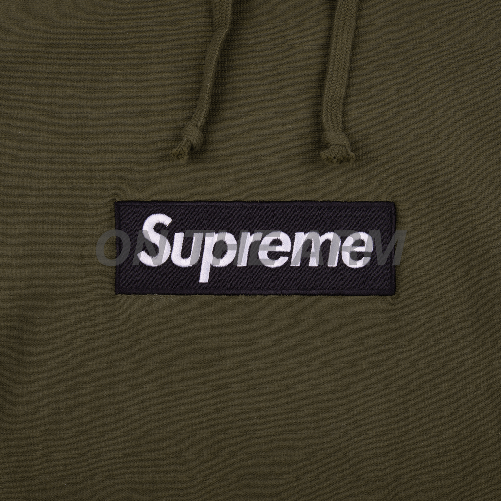Supreme Black on Olive Box Logo Hoodie Sample On The Arm