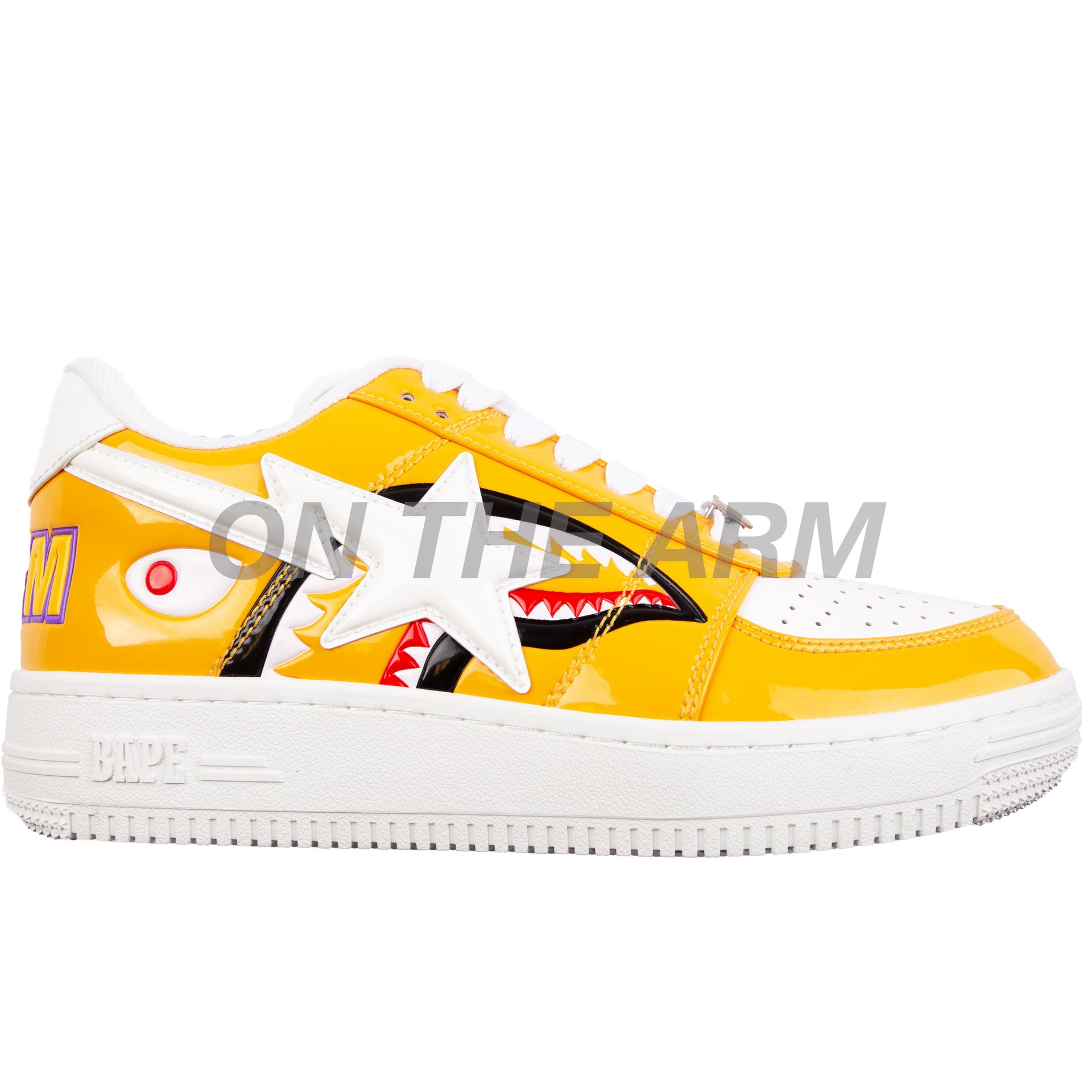 Bape Orange Patent Leather Shark Color Block Bapesta