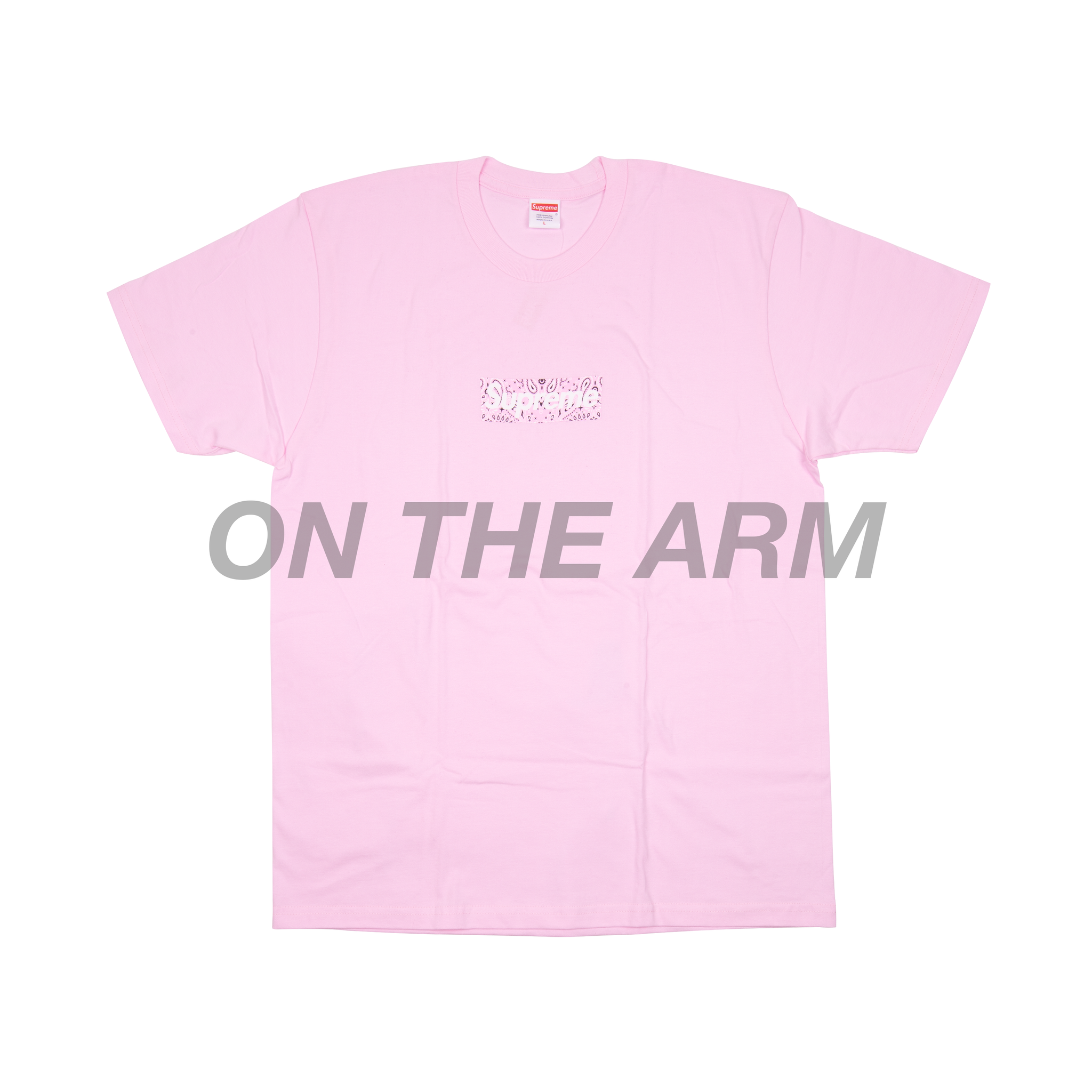 Supreme Pink Bandana Box Logo Tee On The Arm