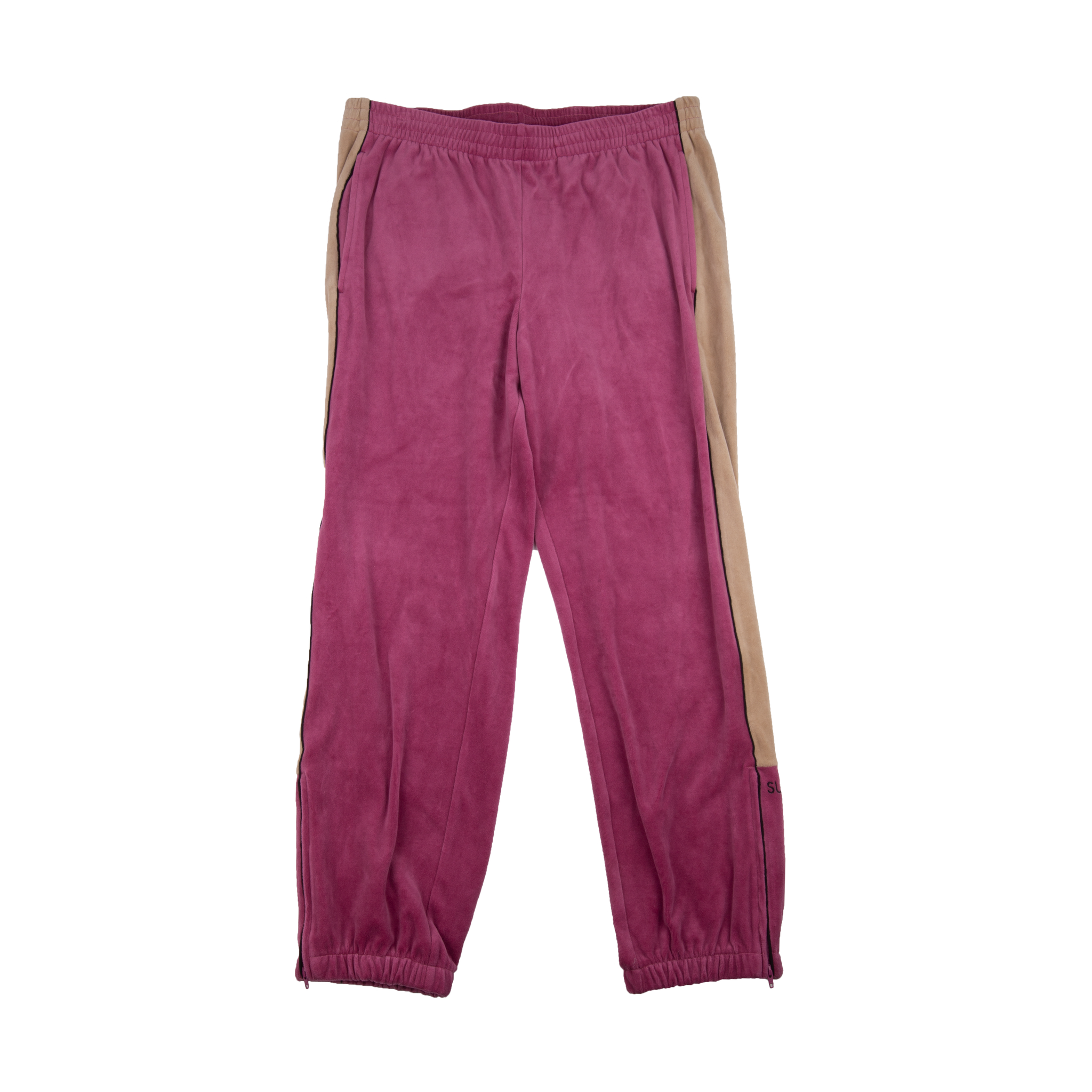 Supreme Pink Velour Track Pants On The Arm