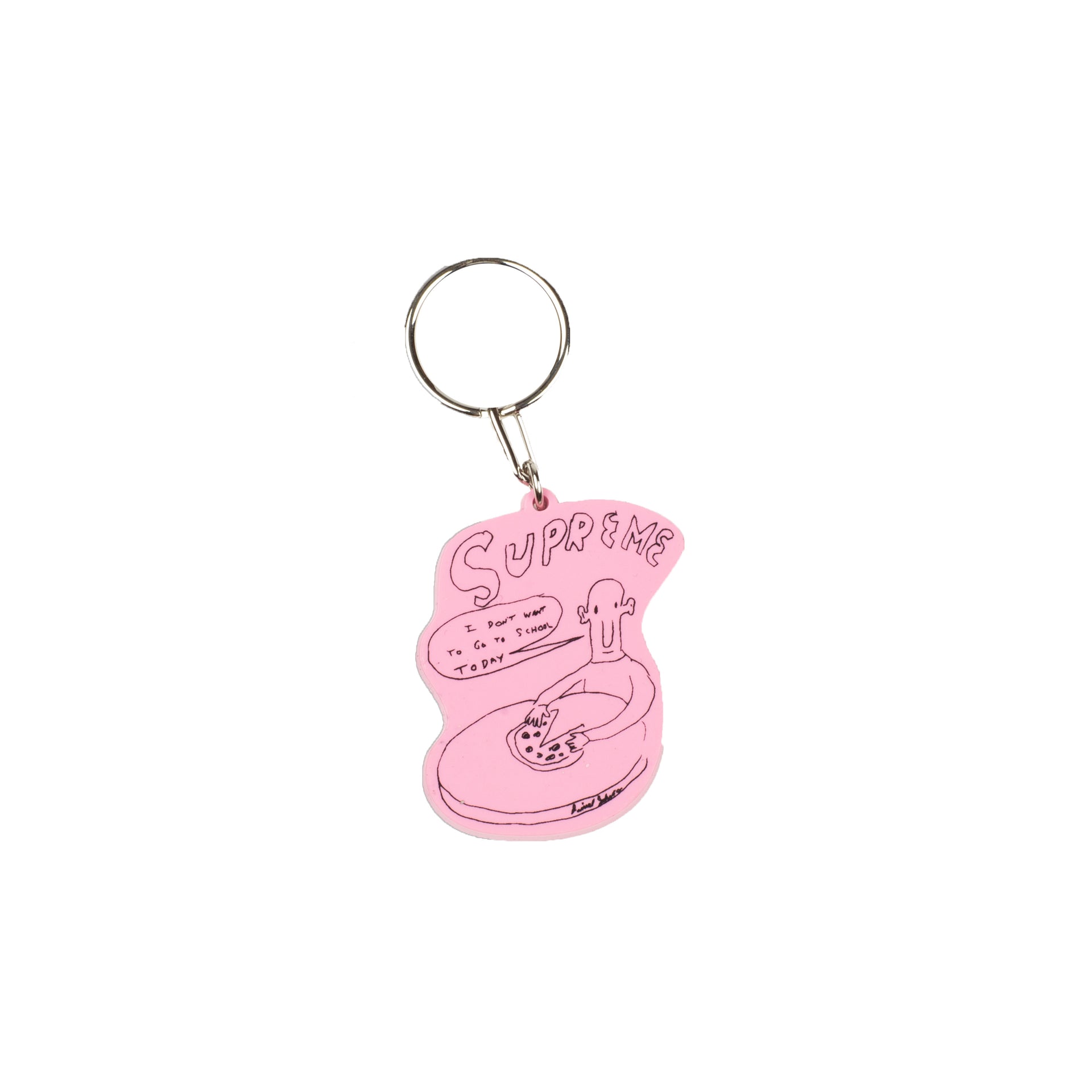 Supreme Pink Daniel Johnston Pizza Keychain