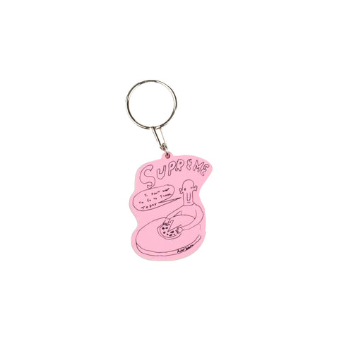 Supreme Pink Daniel Johnston Pizza Keychain
