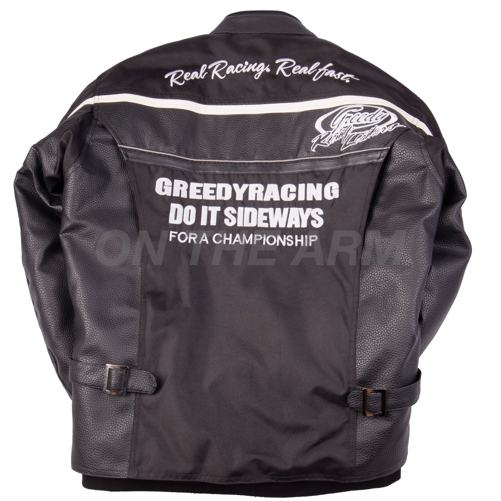Vintage Black Greedy Racing Leather Jacket