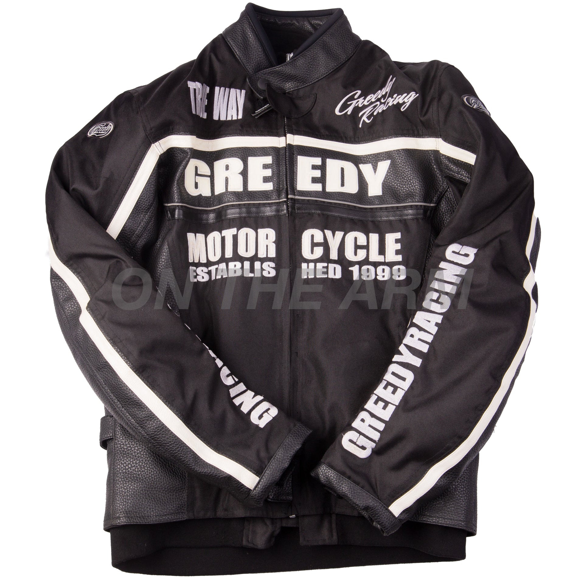 Vintage Black Greedy Racing Leather Jacket
