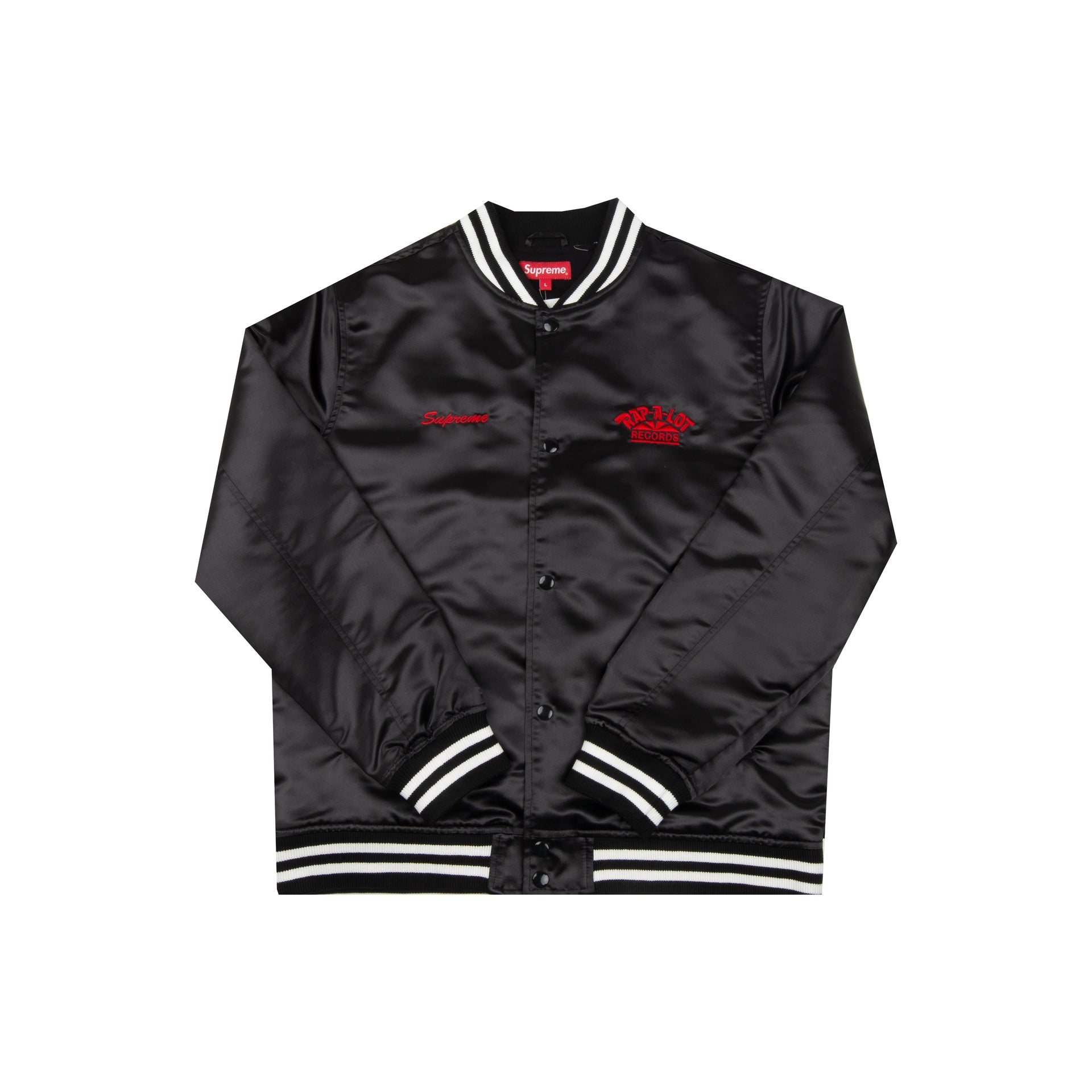 Supreme Black Rap A Lot Records Satin Varsity Jacket