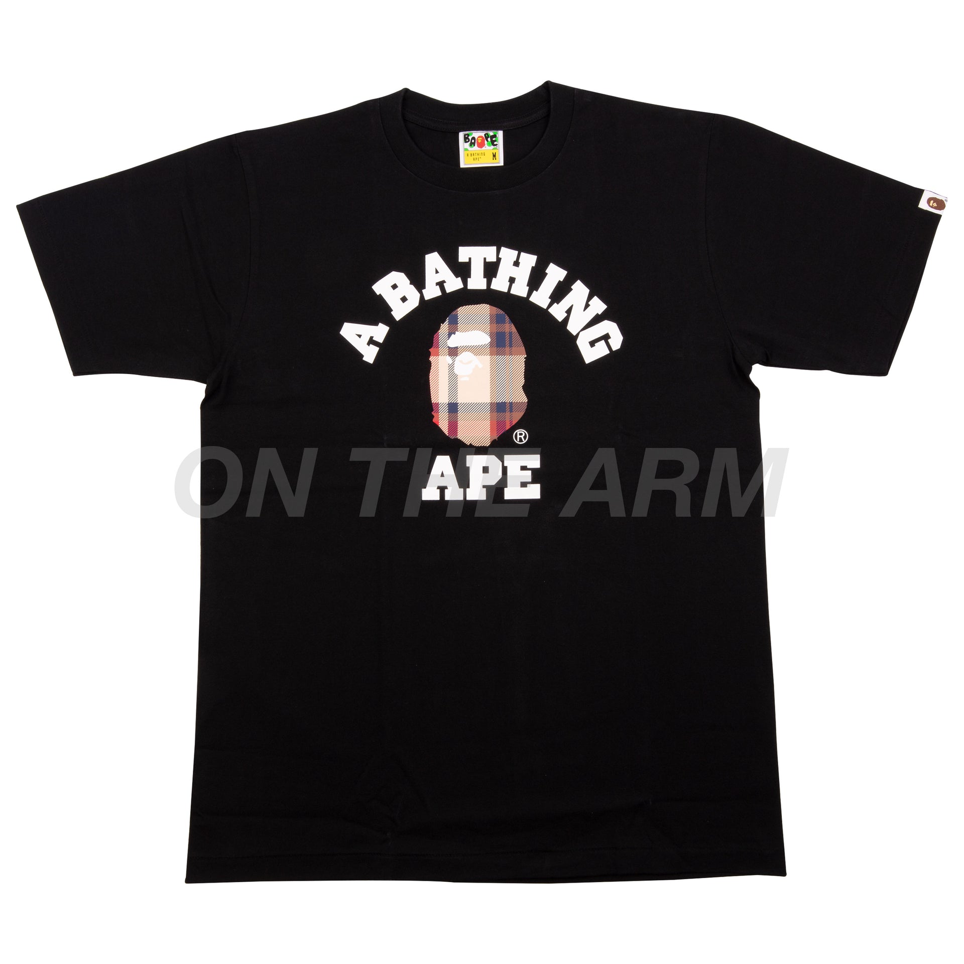 Bape Black/Red Check College Logo Tee
