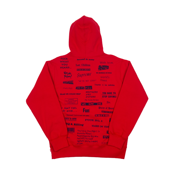 Supreme Red Stop Crying Hoodie