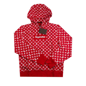 Supreme Red Louis Vuitton Box Logo Hoodie