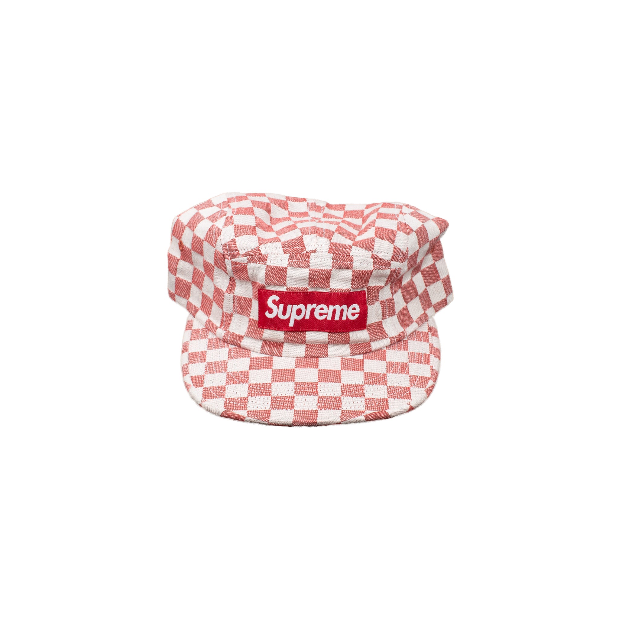 Supreme Red Checkered Camp Cap – On The Arm