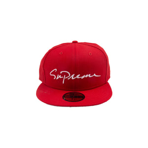Supreme Red New Era Script Hat