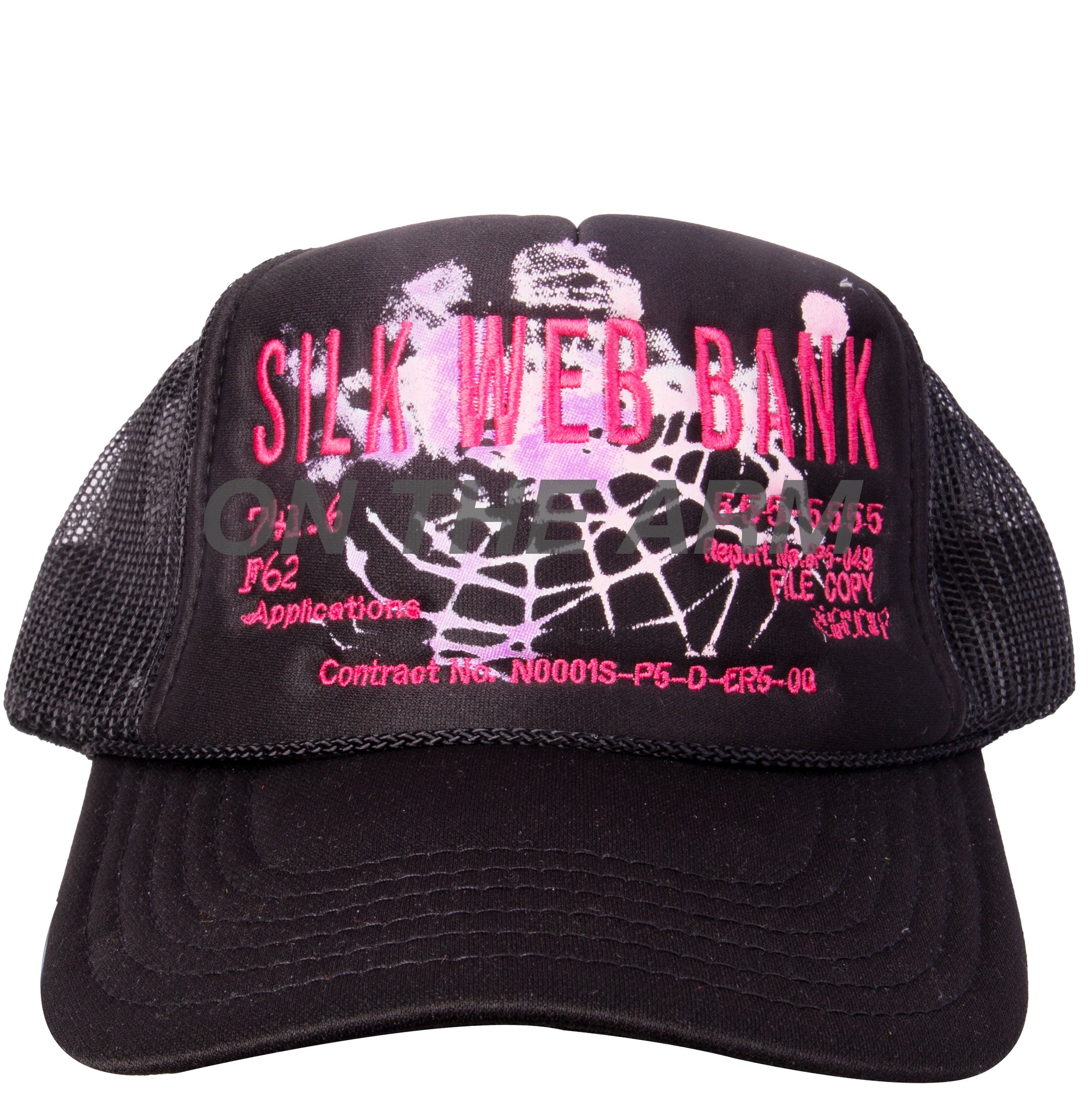 Spider Worldwide Black + Pink Silk Web Trucker Hat
