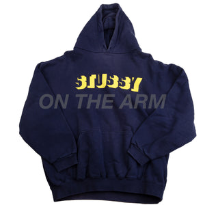Stussy Navy 3D Text Hoodie (1990's) USED