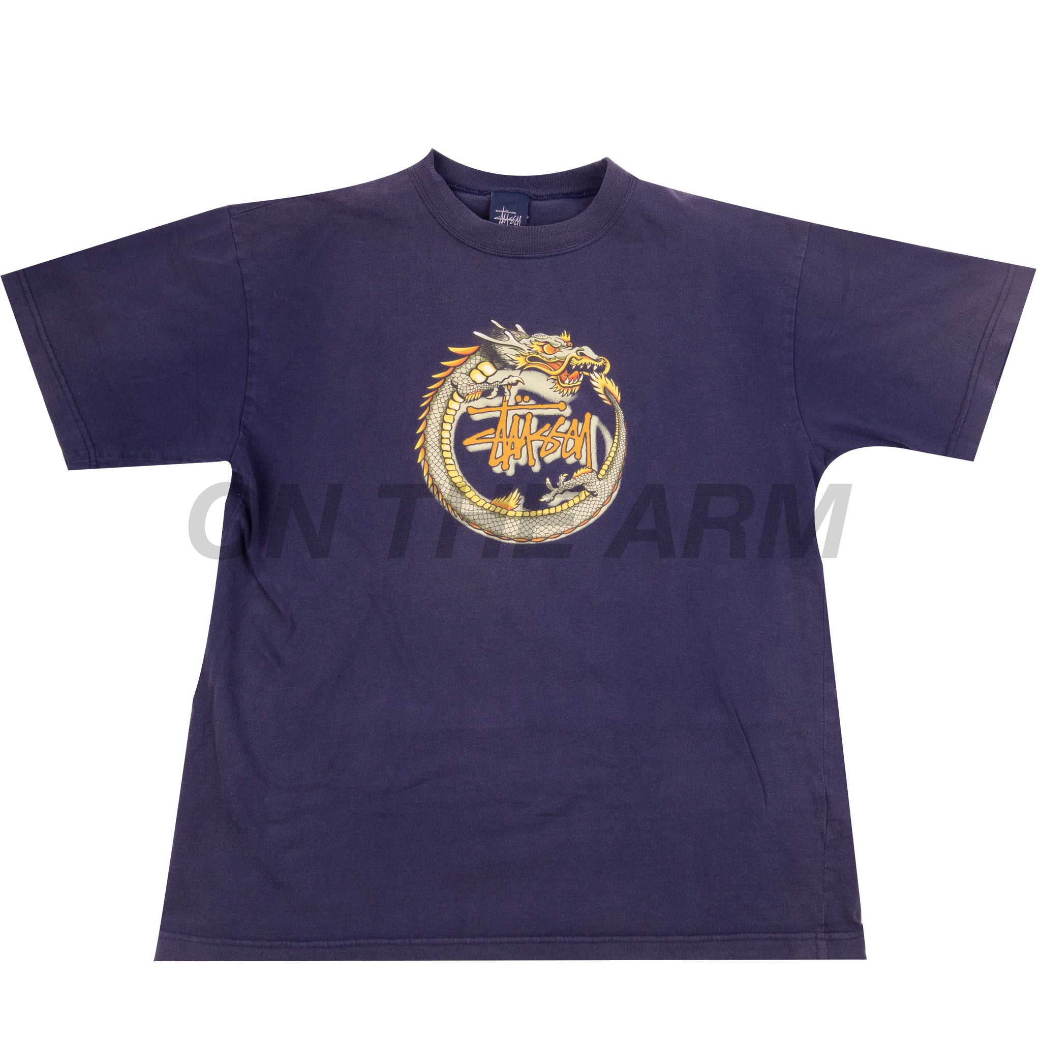 Stussy Navy Dragon Tee USED