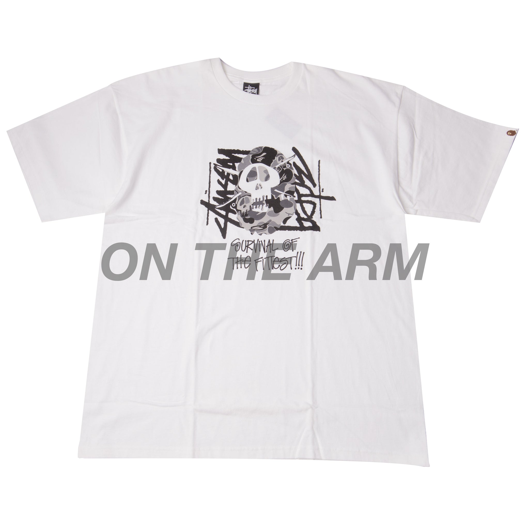 Stussy White Bape Survival Of The Fittest Tee