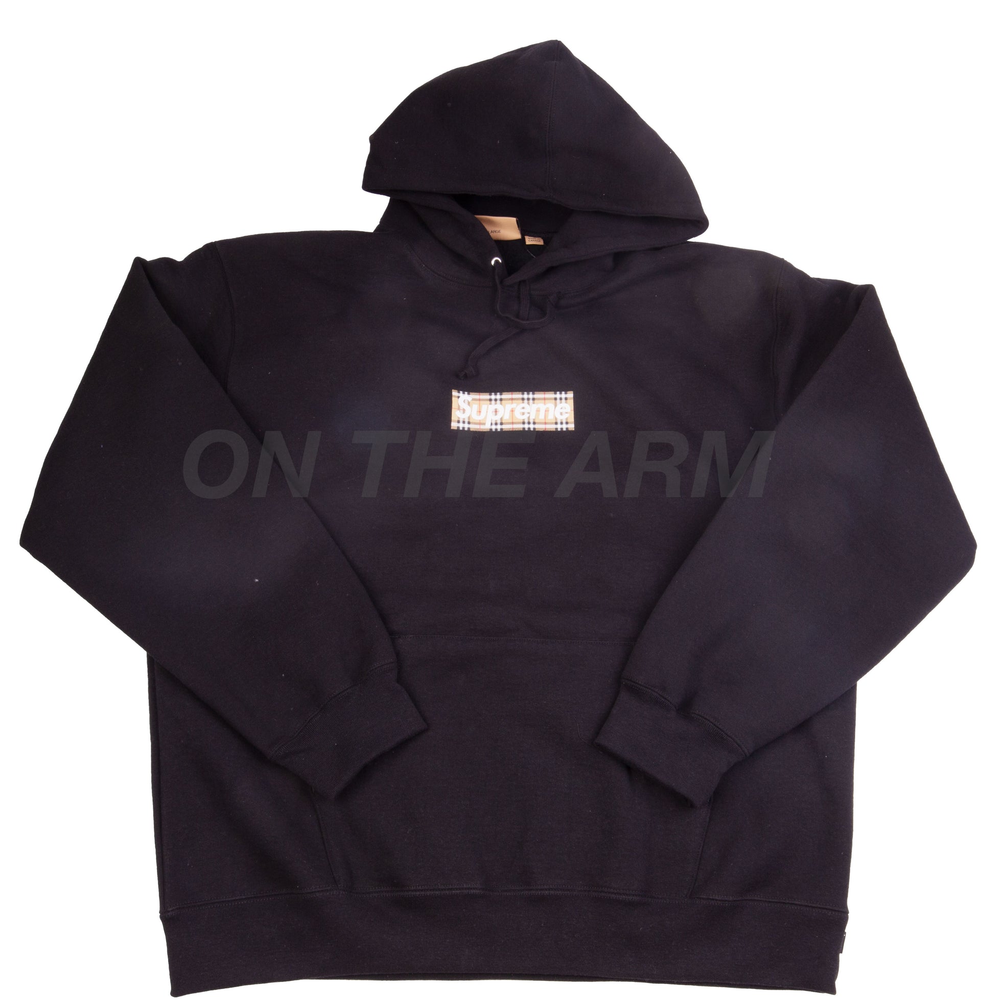 Supreme Black Burberry Box Logo Hoodie