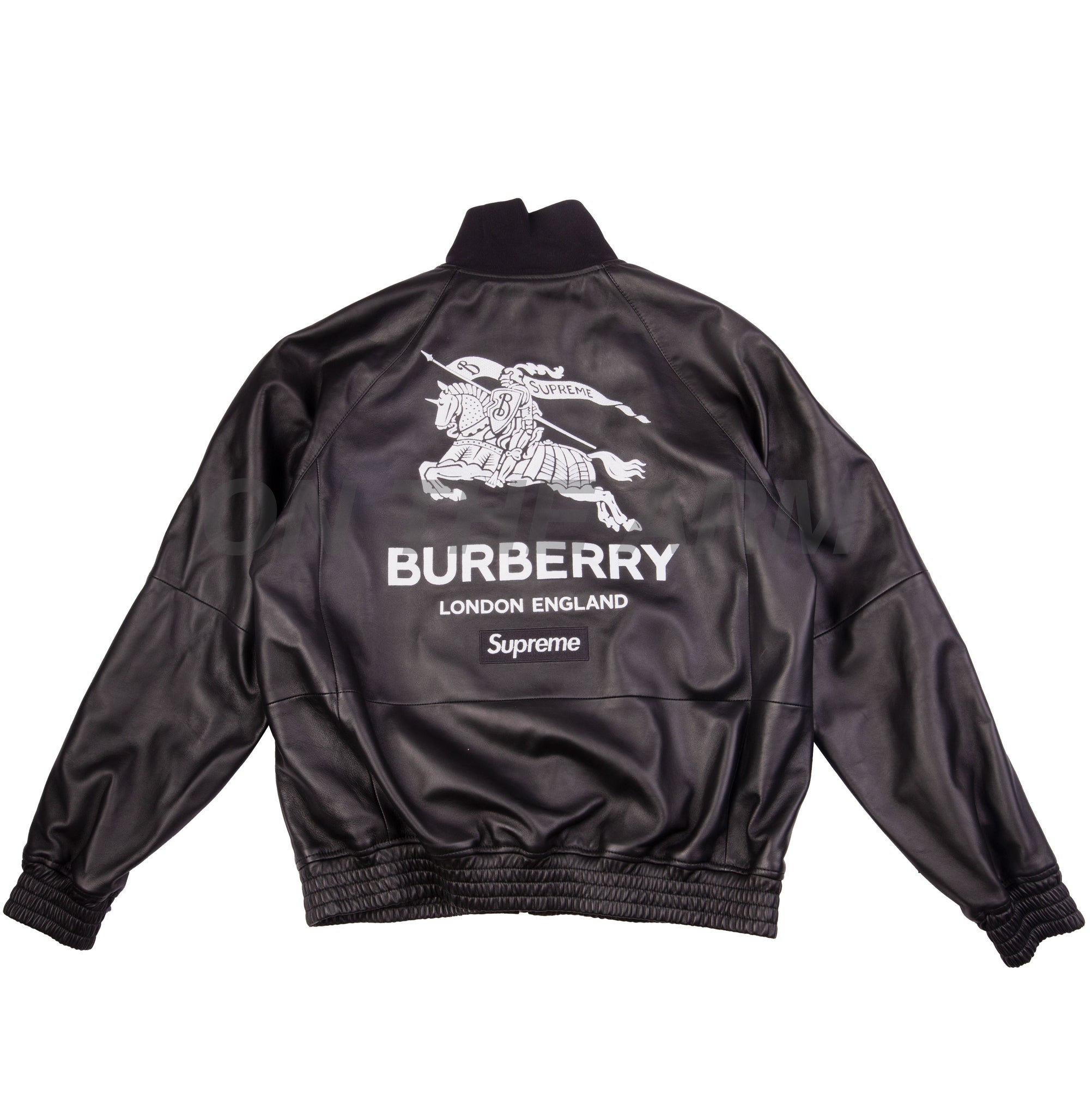 Supreme Black Burberry Leather Jacket – On The Arm