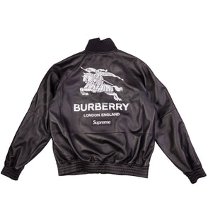 Supreme Black Burberry Leather Jacket