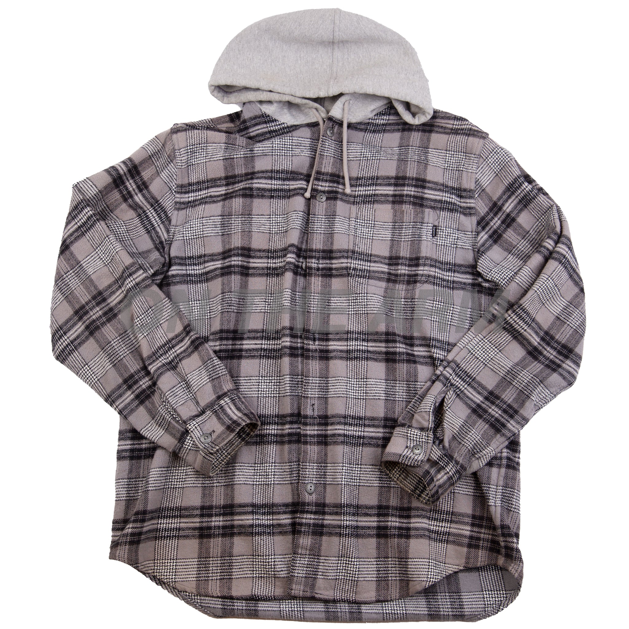 Supreme Grey Plaid Hooded Flannel USED