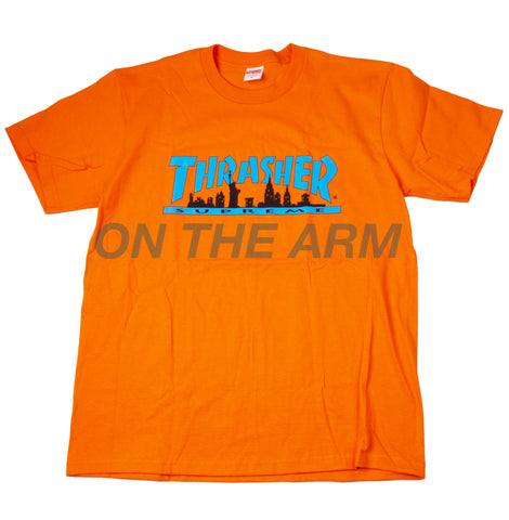 Supreme Orange Thrasher Skyline Tee