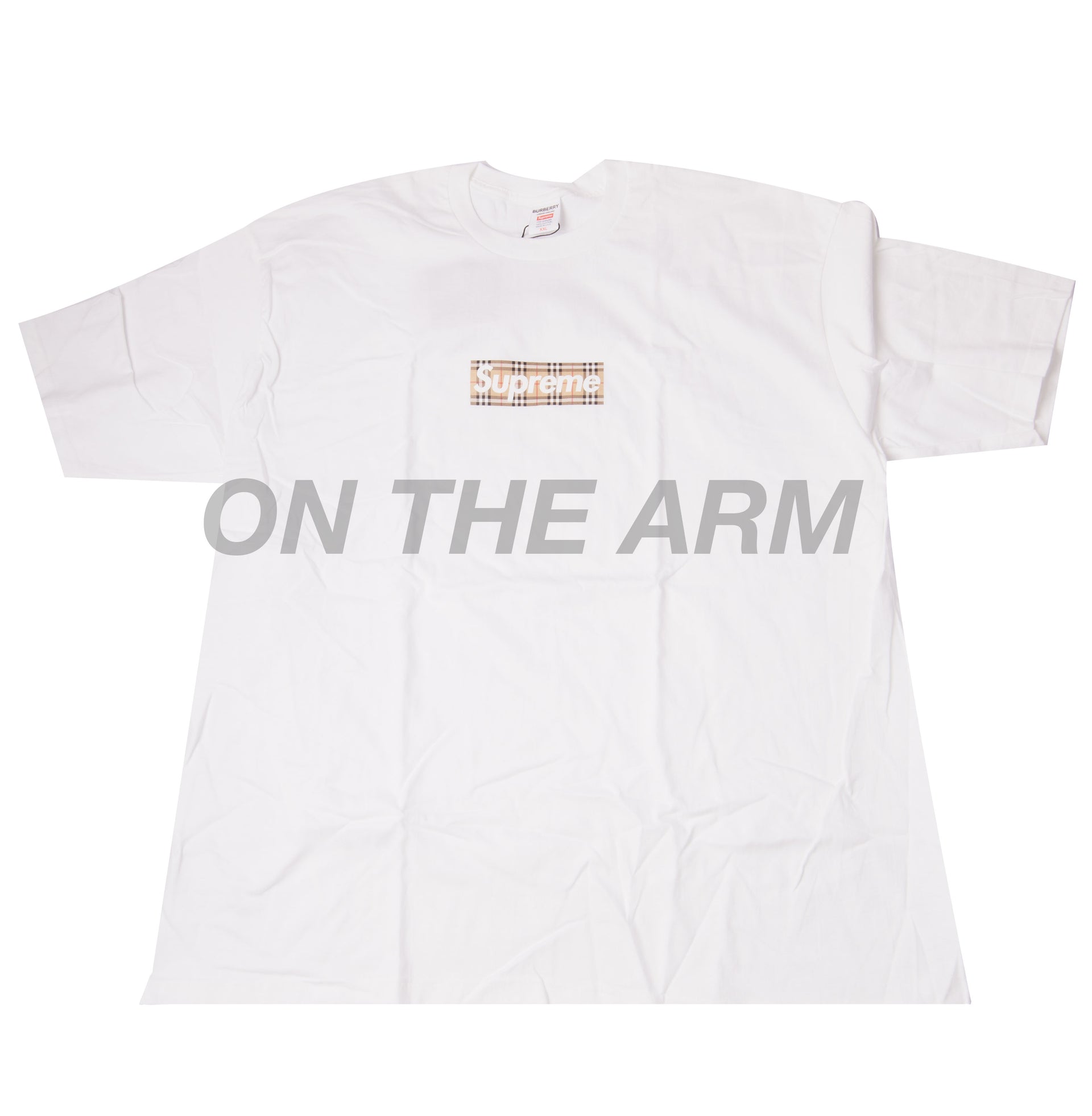 Supreme White Burberry Box Logo Tee