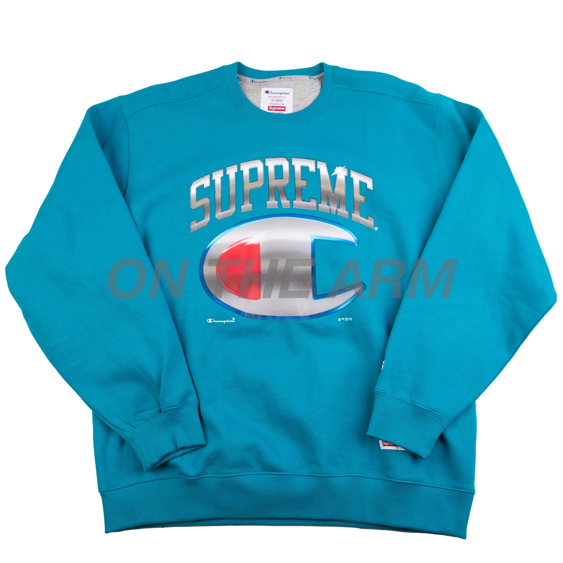 Supreme Teal Champion Chrome Logo Crew