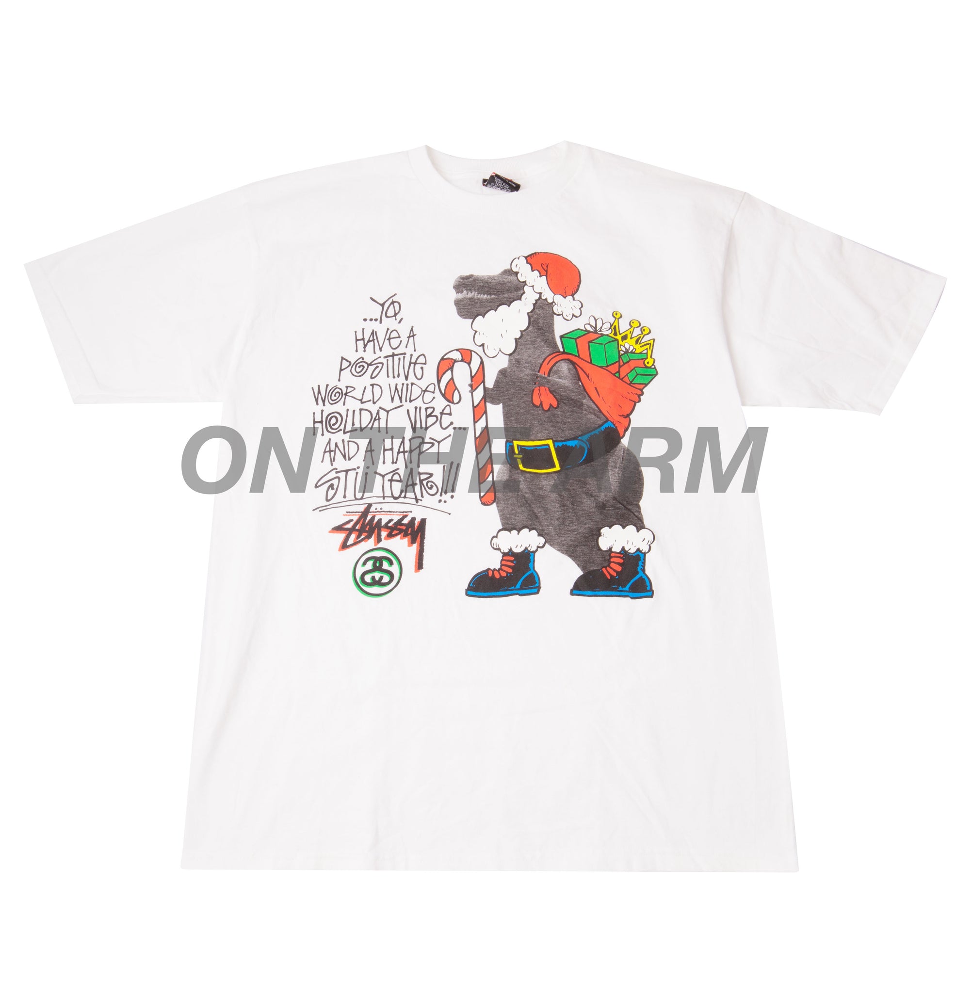 Stussy White T-Rex Holiday Tee