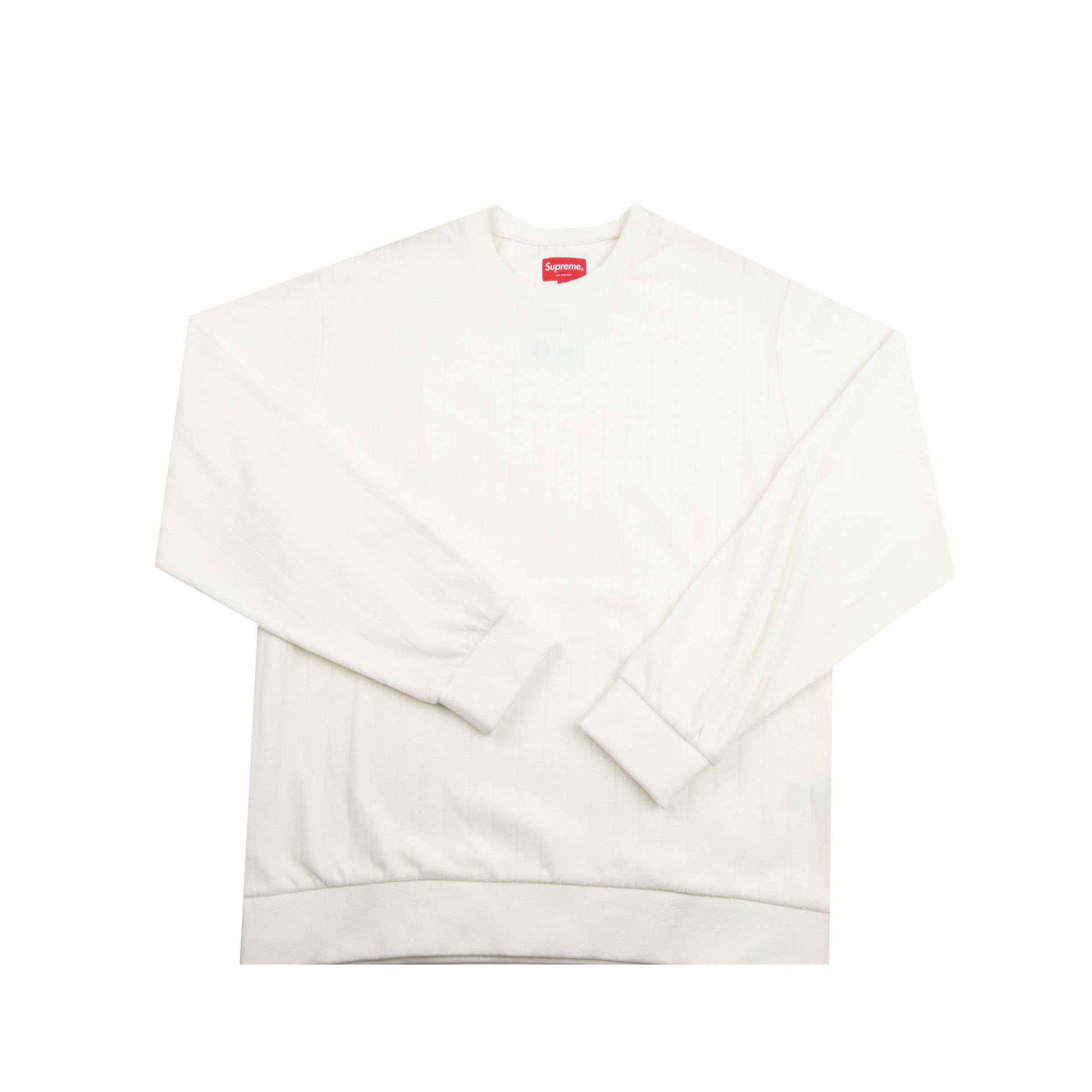 Supreme White Ribbed Velour Sweater