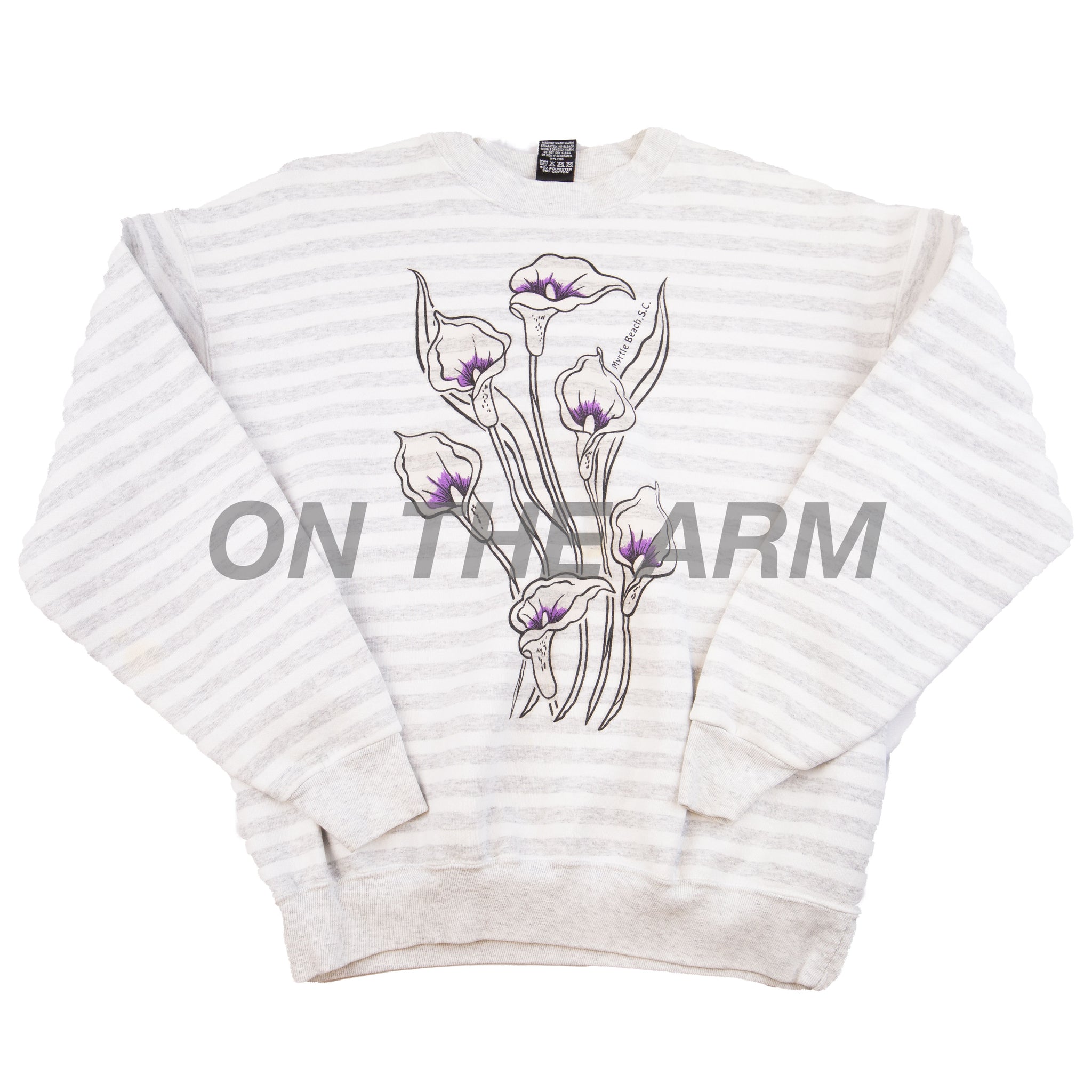 Vintage Striped Flowers Crew