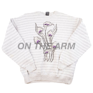 Vintage Striped Flowers Crew