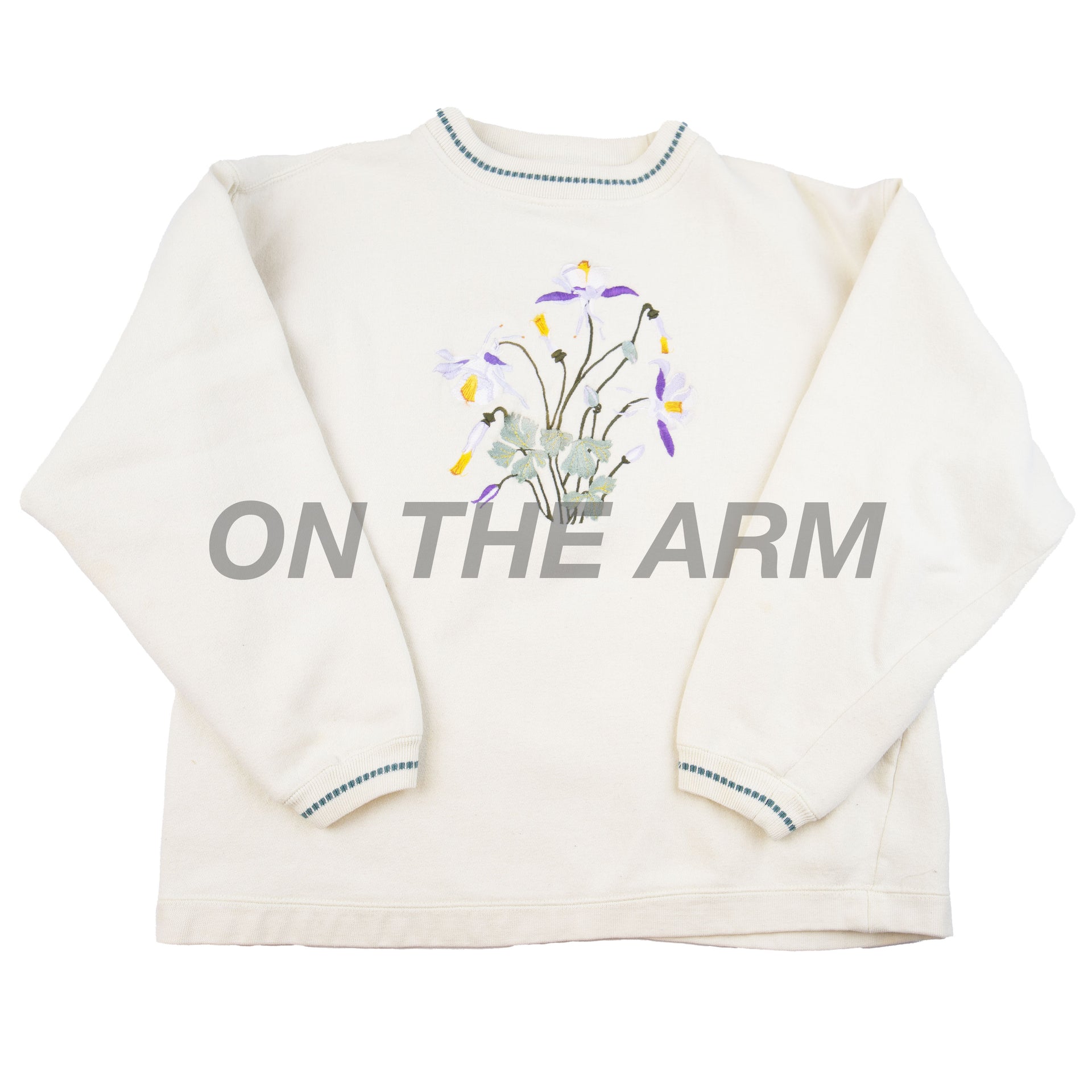 Vintage Cream Flowers Crew