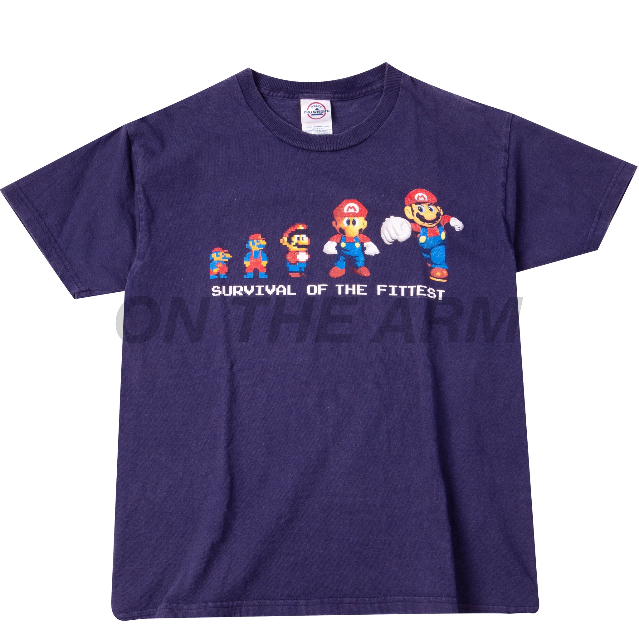 Vintage Navy Super Mario Survival Of The Fittest Tee