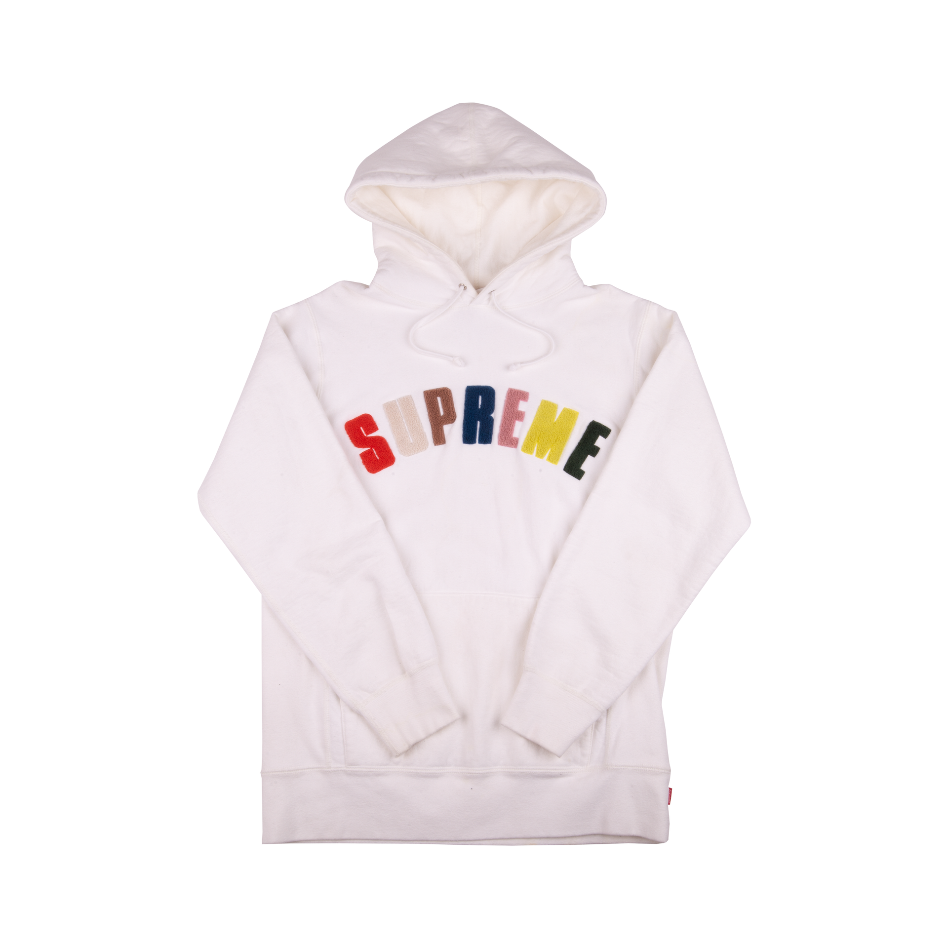Supreme White Chenille Arc Logo Hoodie